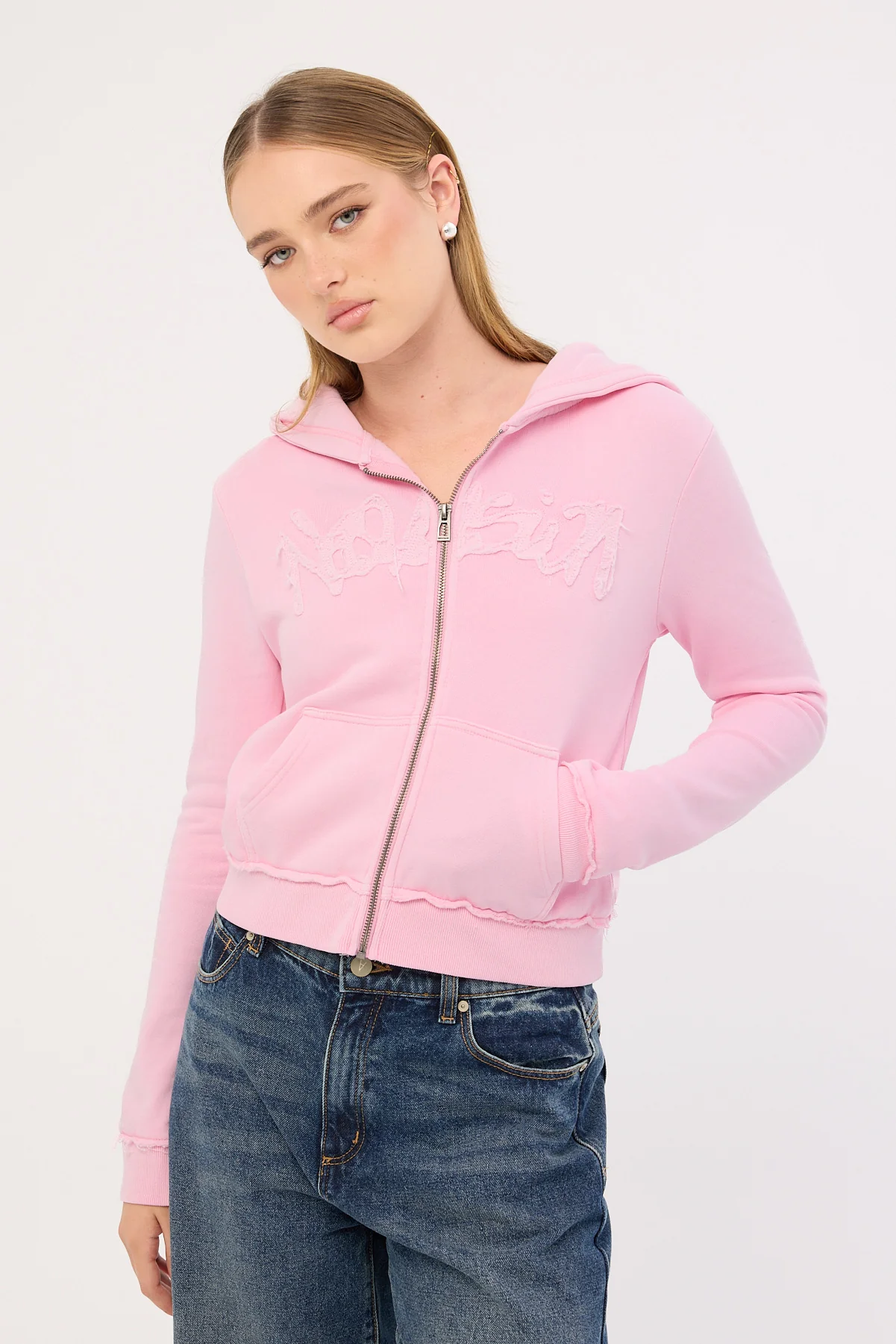 Neovision Radical Fitted Zip Through Hoodie Washed Pink - Image 3