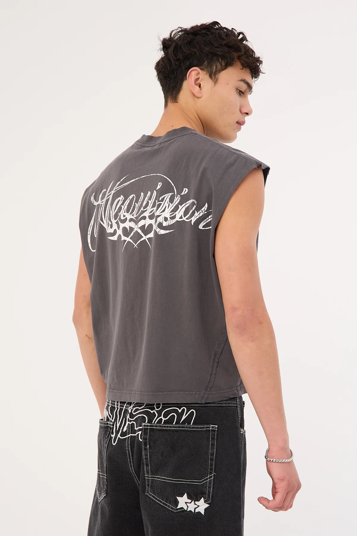 Neovision Ragged Cropped Muscle Tank Washed Black