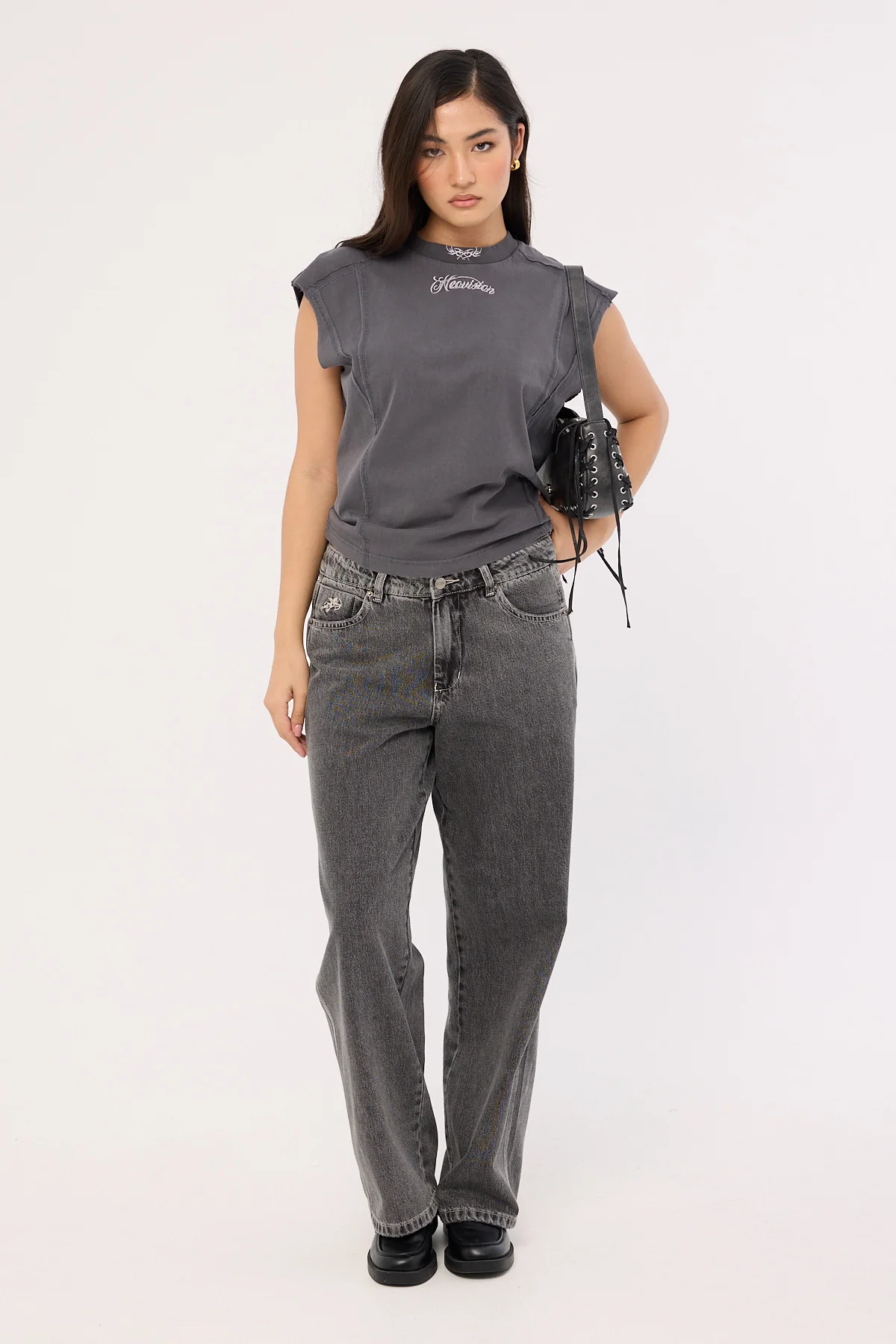 Neovision Ragged Cropped Muscle Tank Washed Black - Image 8