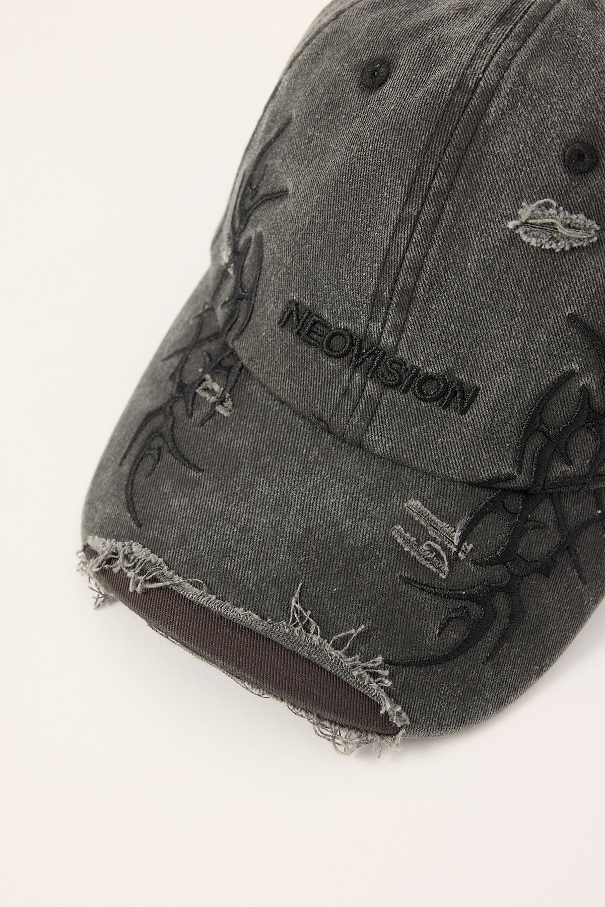 Neovision Ragged Distressed Dad Cap Acid Wash Black - Image 2