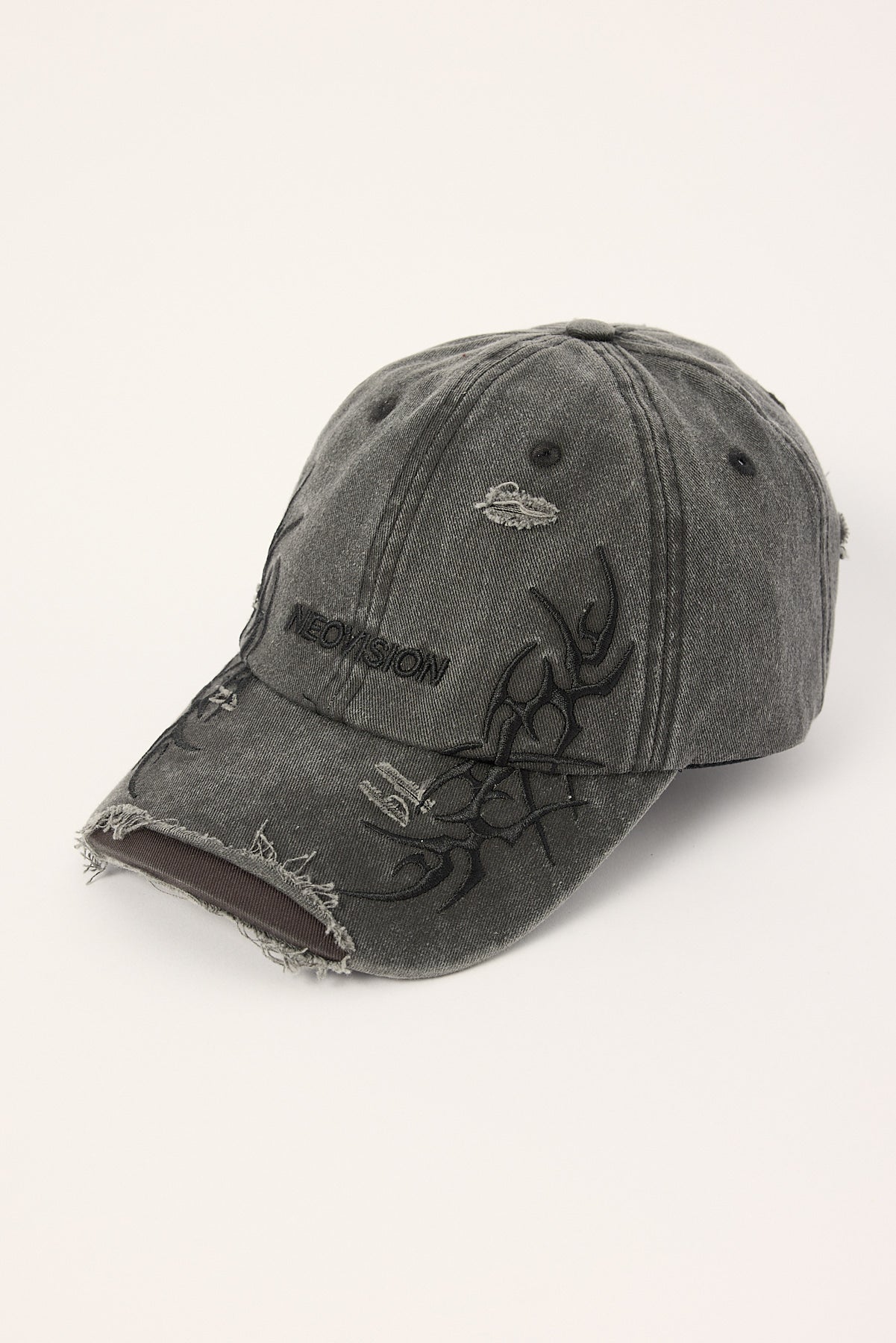 Neovision Ragged Distressed Dad Cap Acid Wash Black - Image 3