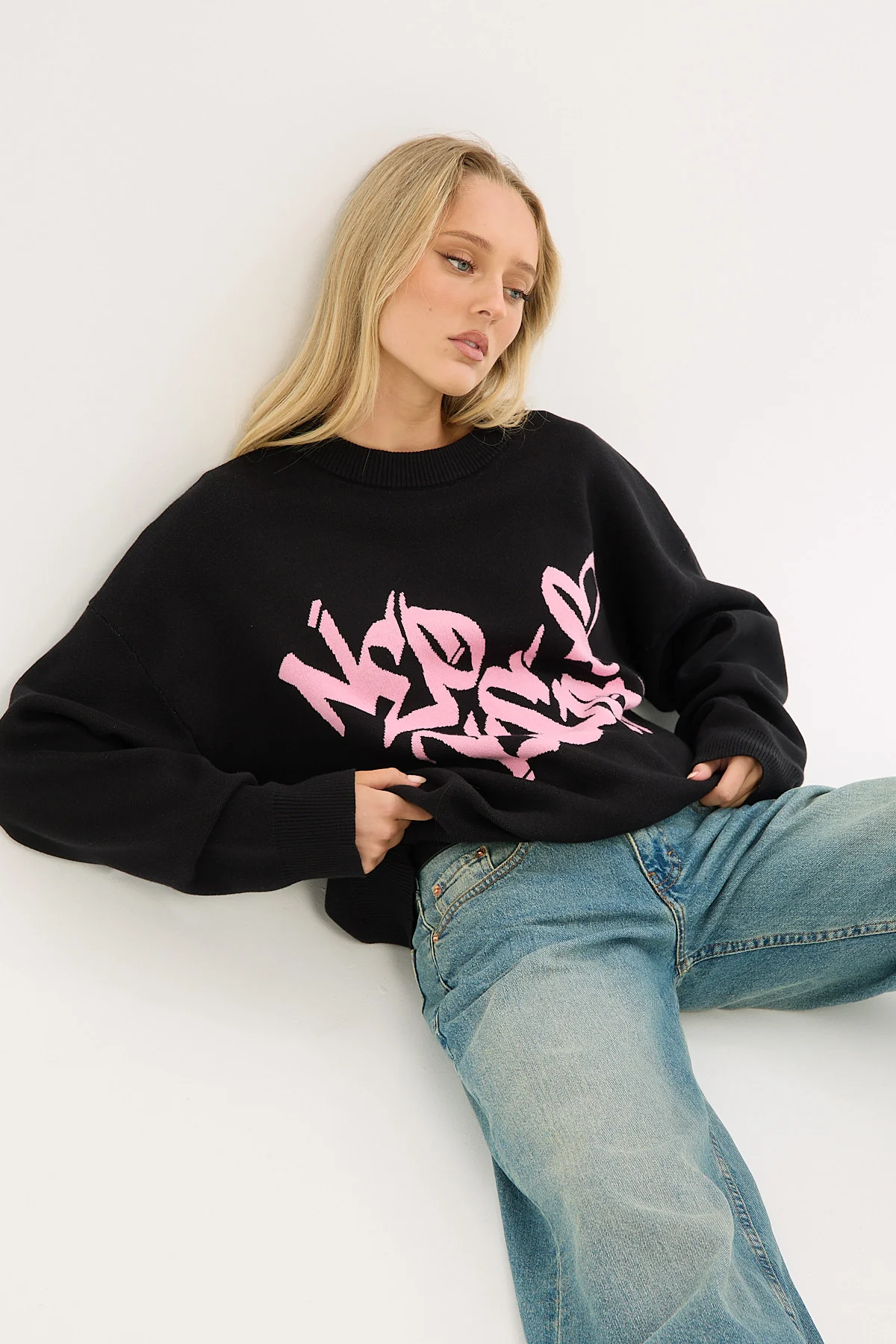 Neovision Rakugaki Intarsia Knit Jumper Black - Image 2