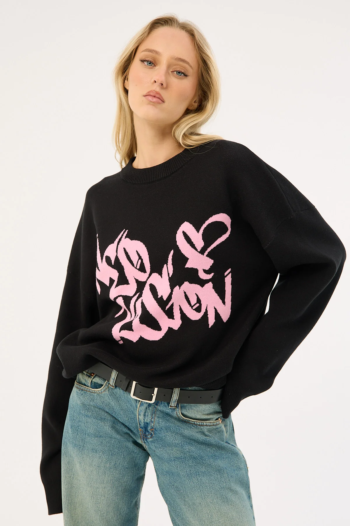 Neovision Rakugaki Intarsia Knit Jumper Black - Image 5
