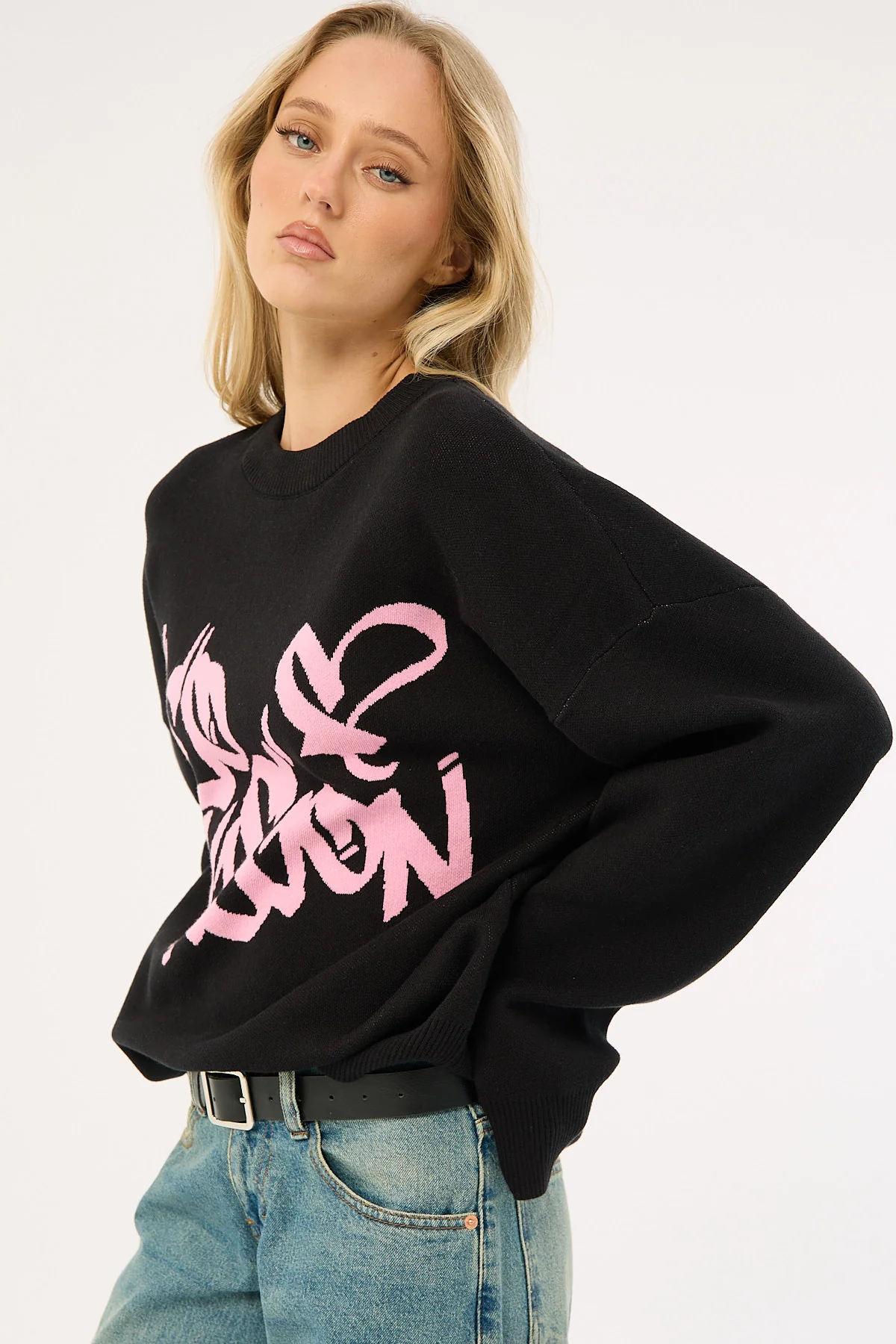 Neovision Rakugaki Intarsia Knit Jumper Black - Image 6