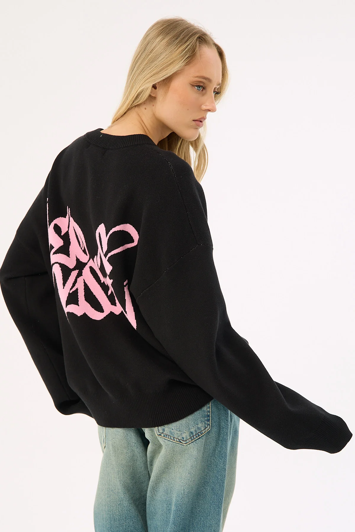 Neovision Rakugaki Intarsia Knit Jumper Black - Image 8