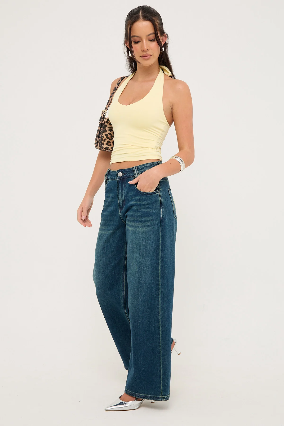 Neovision Rakugaki Low Rise Baggy Jeans Mid Blue Denim - Image 3