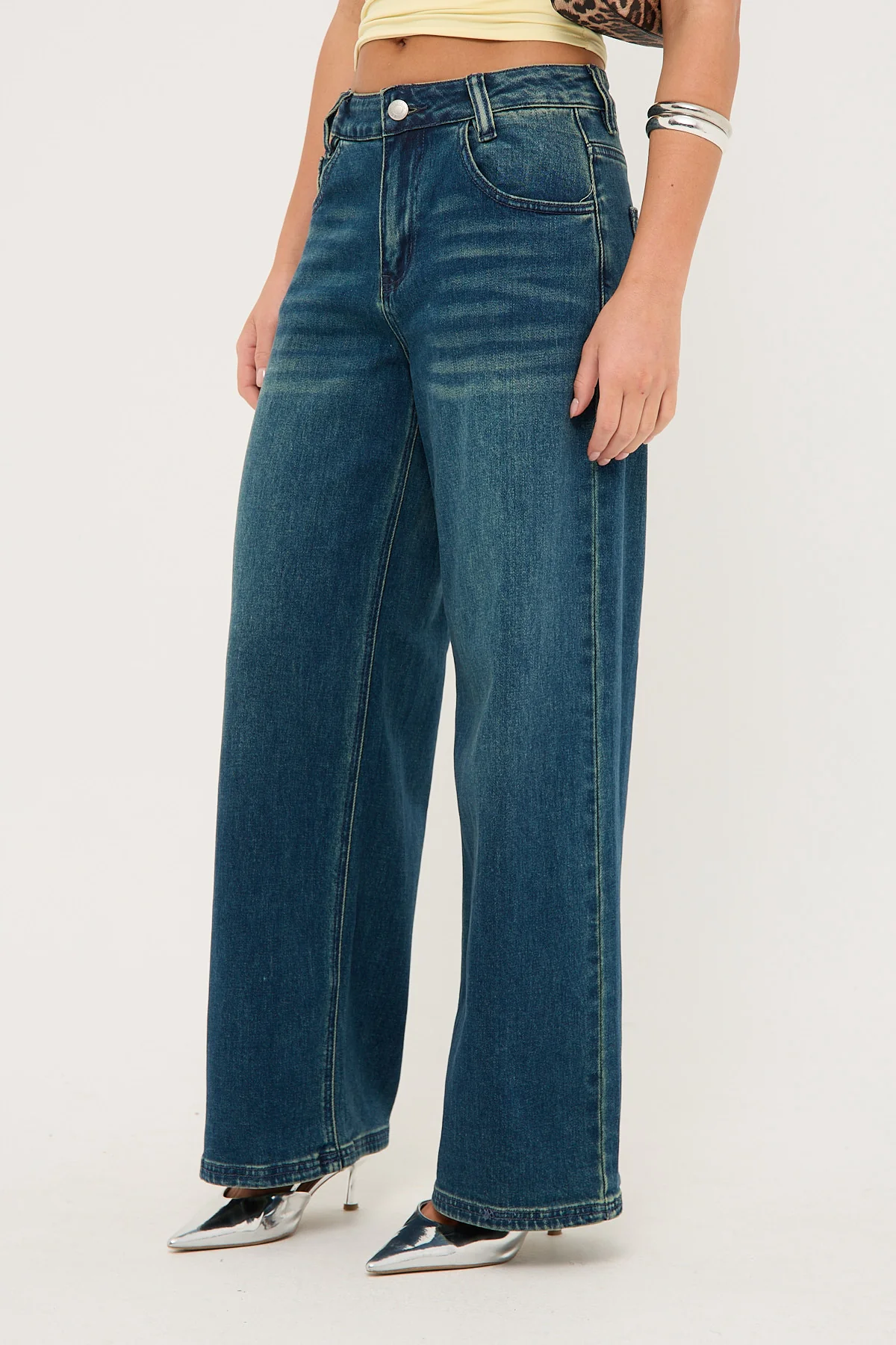 Neovision Rakugaki Low Rise Baggy Jeans Mid Blue Denim - Image 4