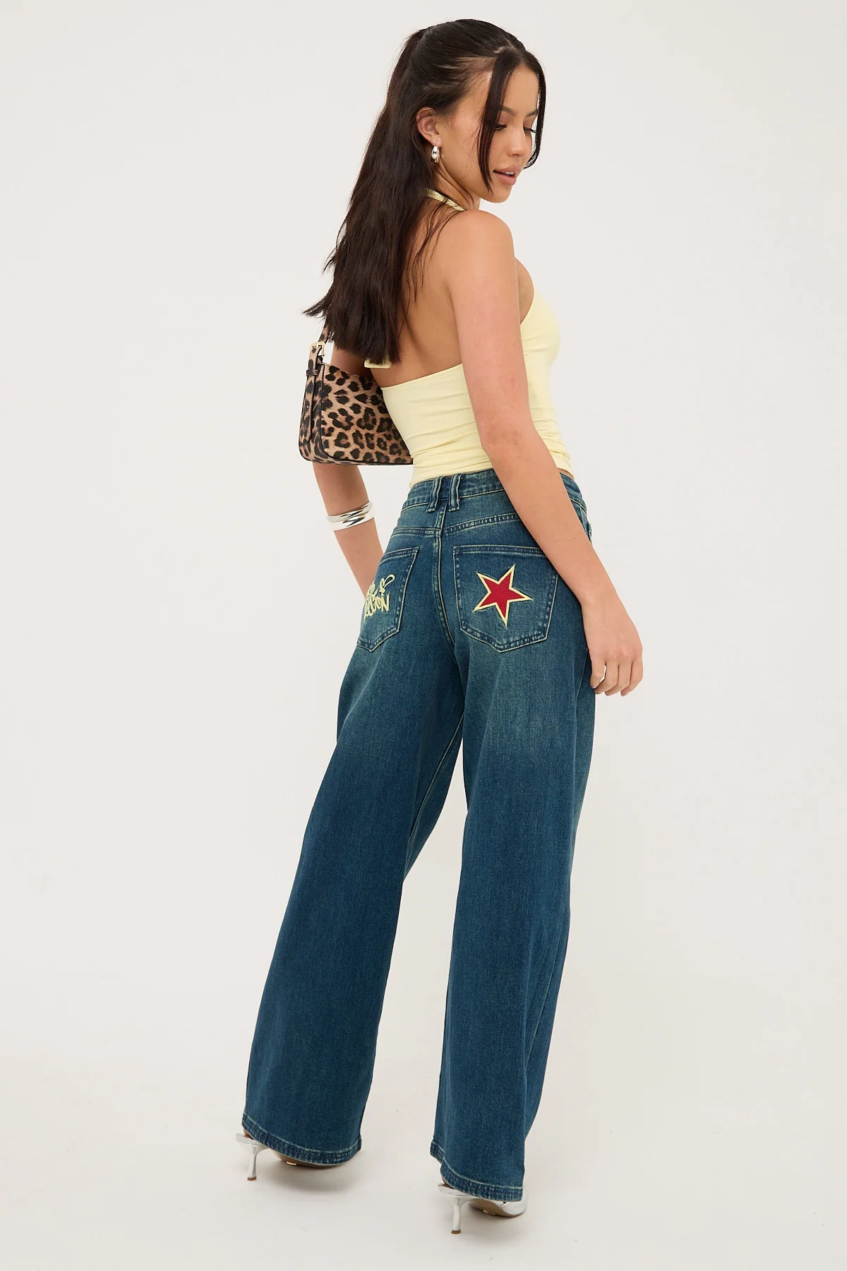 Neovision Rakugaki Low Rise Baggy Jeans Mid Blue Denim - Image 5
