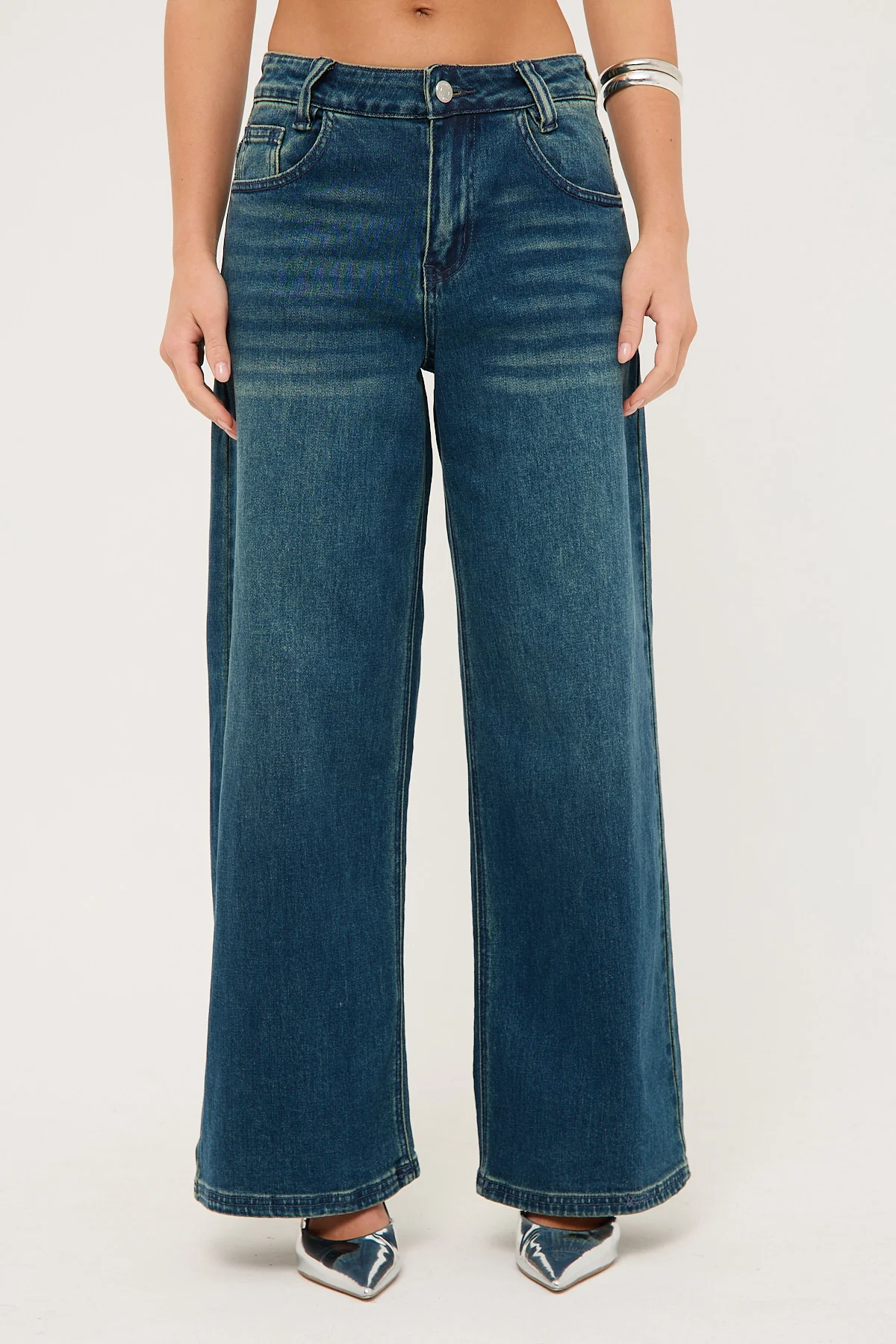 Neovision Rakugaki Low Rise Baggy Jeans Mid Blue Denim - Image 8