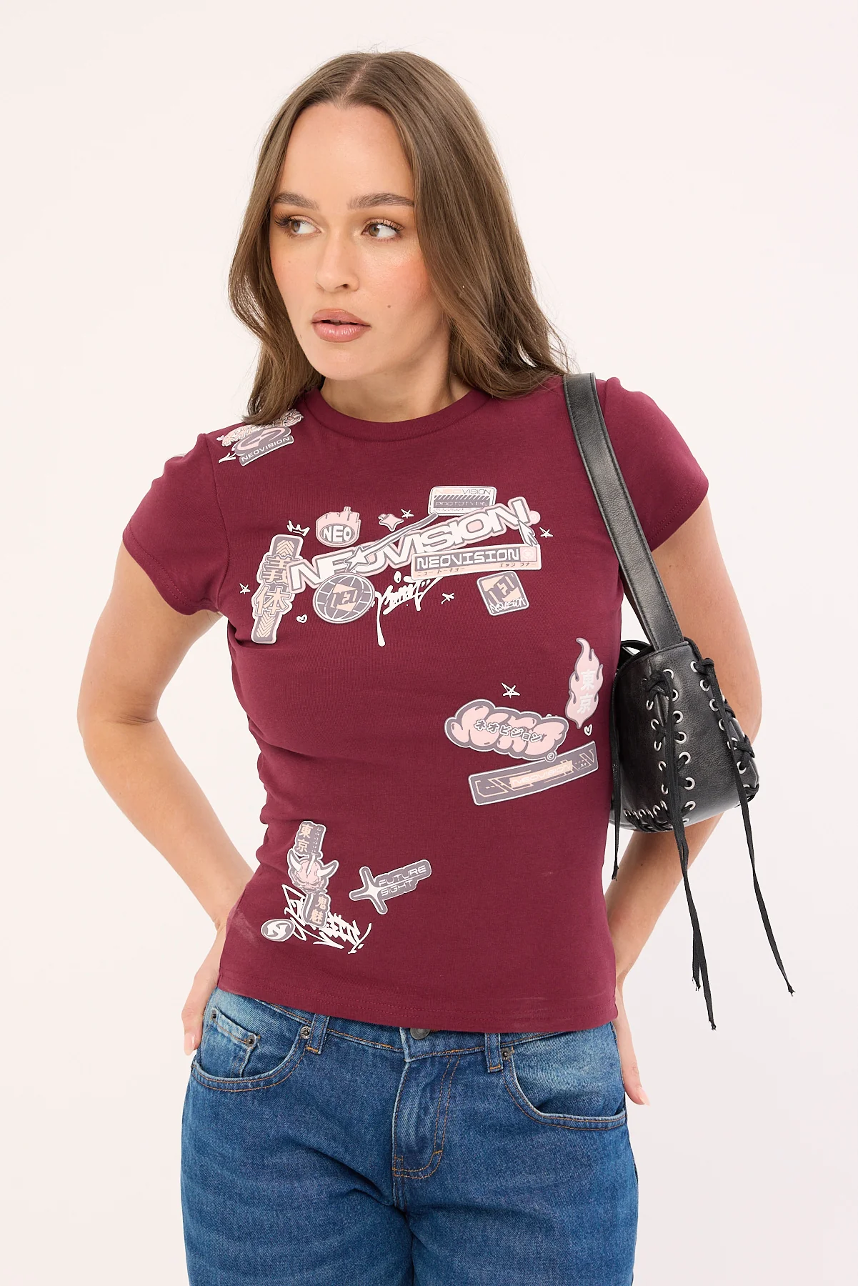 Neovision Rebellion Baby Tee Burgundy