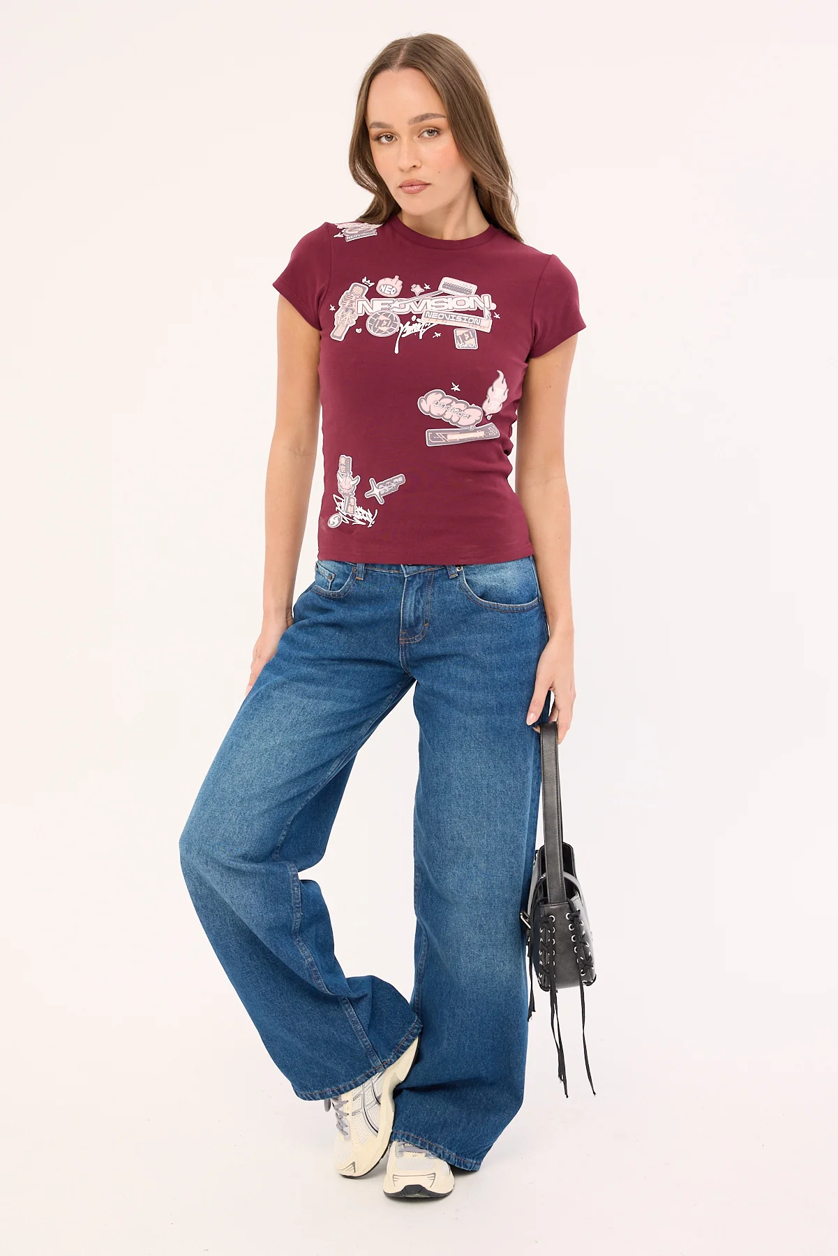 Neovision Rebellion Baby Tee Burgundy - Image 3