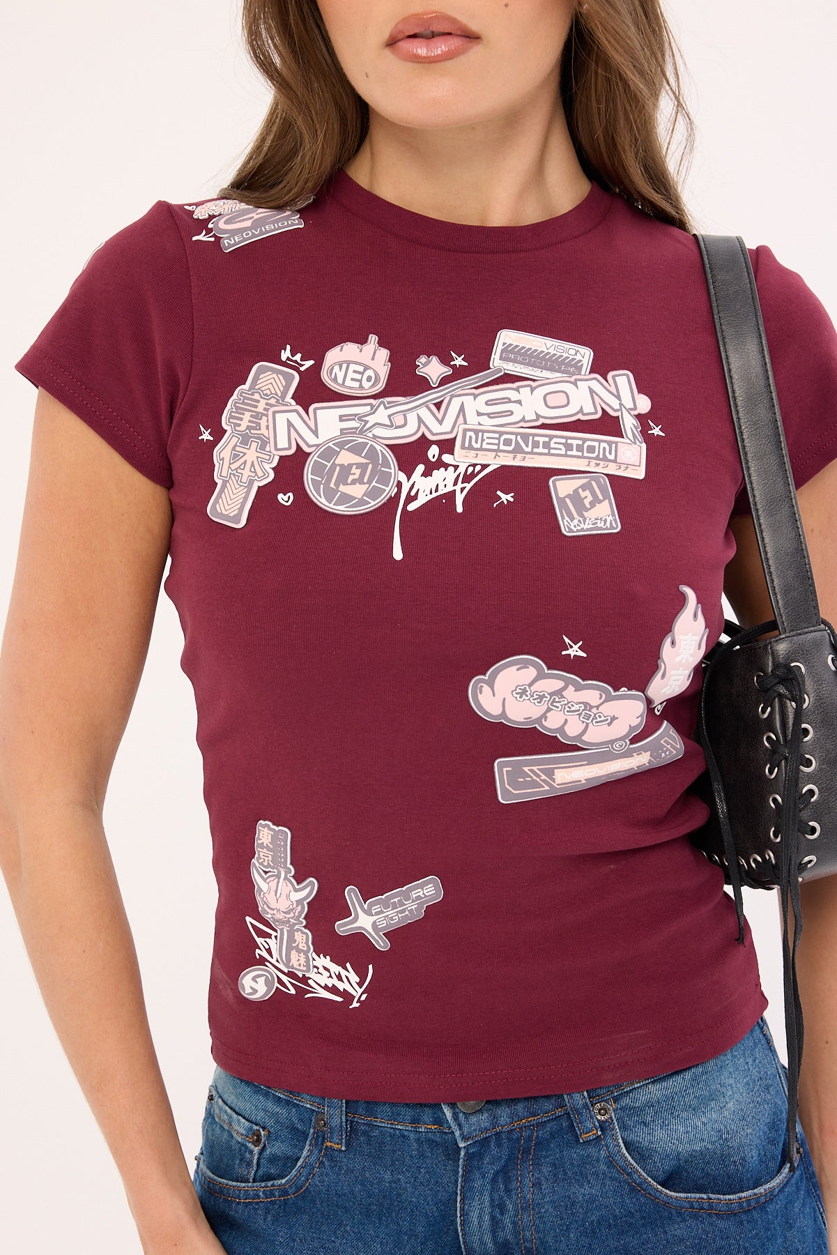 Neovision Rebellion Baby Tee Burgundy - Image 4