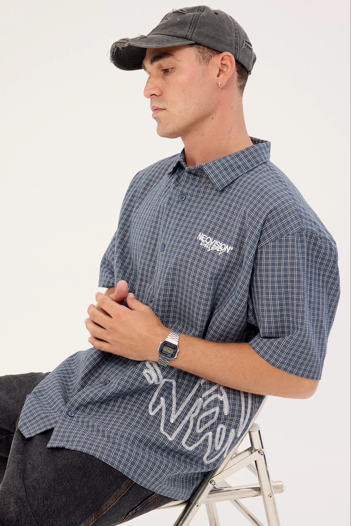 Neovision Reflekt Check Oversize Shirt Dark Teal Check