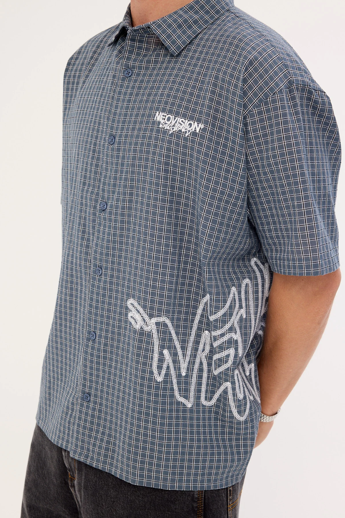 Neovision Reflekt Check Oversize Shirt Dark Teal Check - Image 4