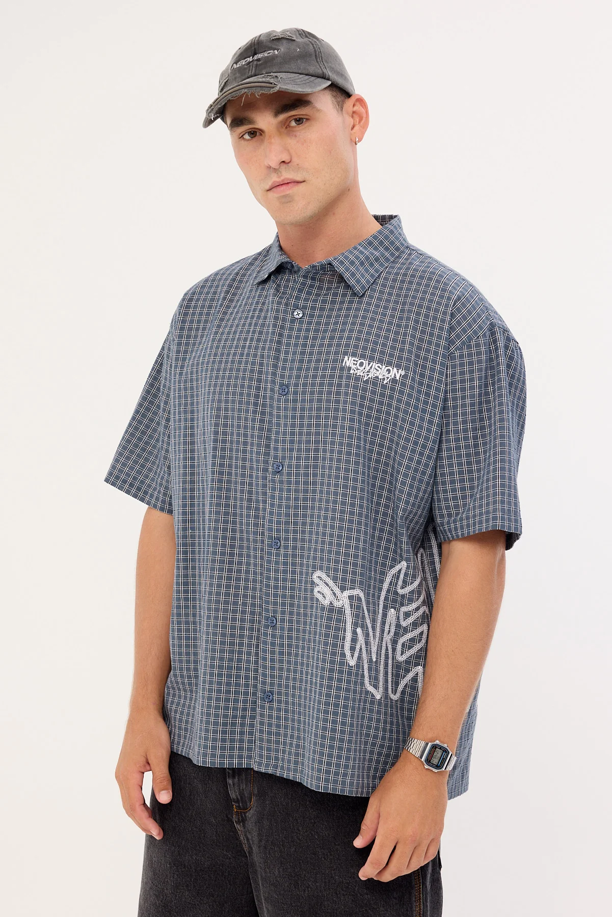 Neovision Reflekt Check Oversize Shirt Dark Teal Check - Image 5