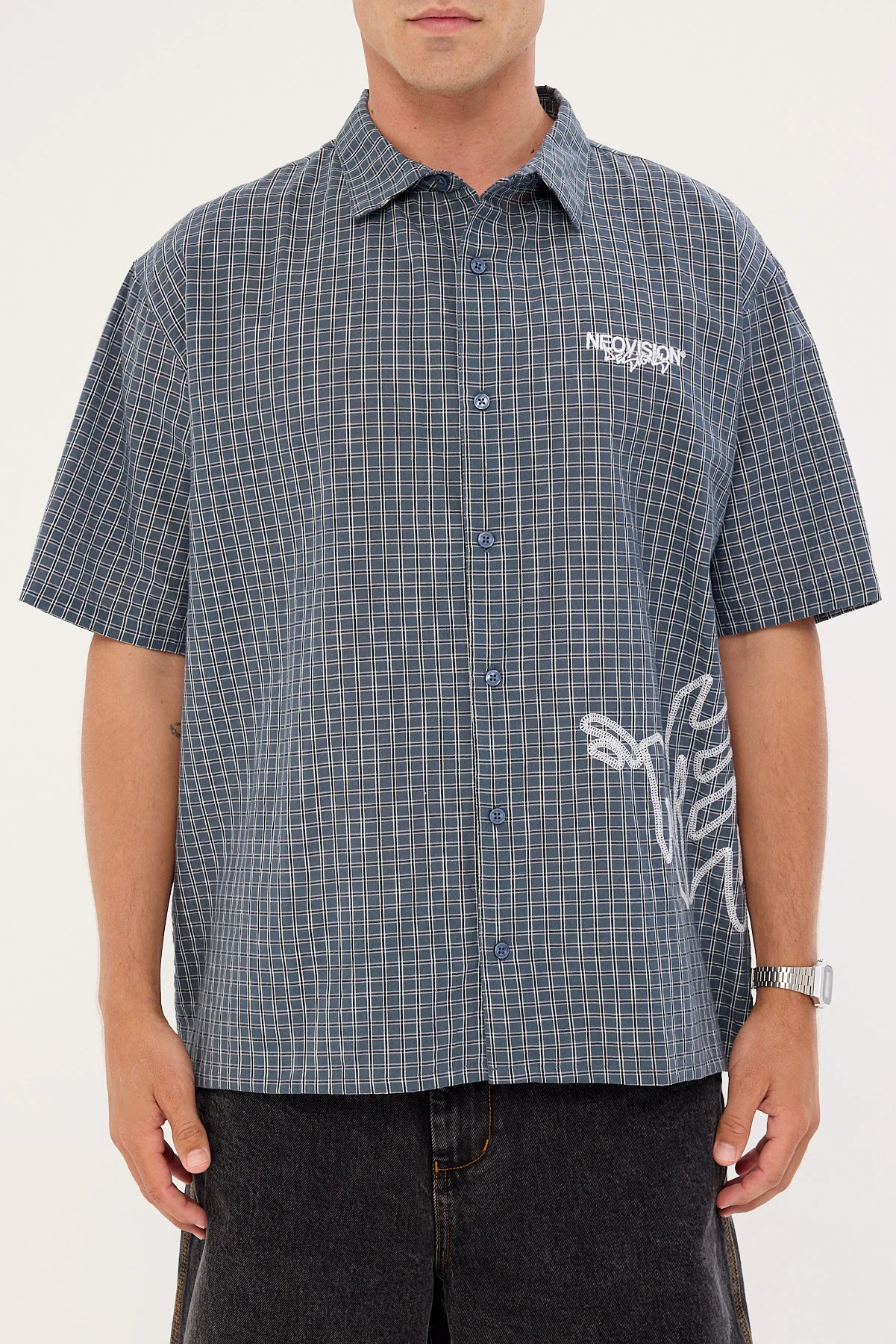 Neovision Reflekt Check Oversize Shirt Dark Teal Check - Image 7