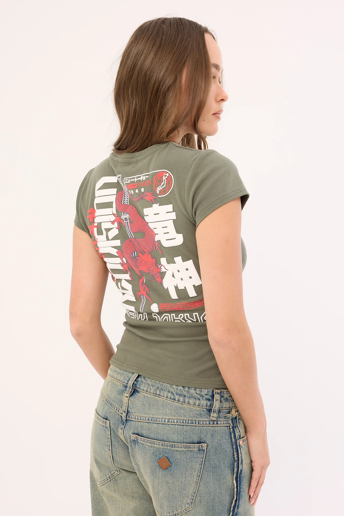 Neovision Riyu Baby Tee Khaki Green - Image 6