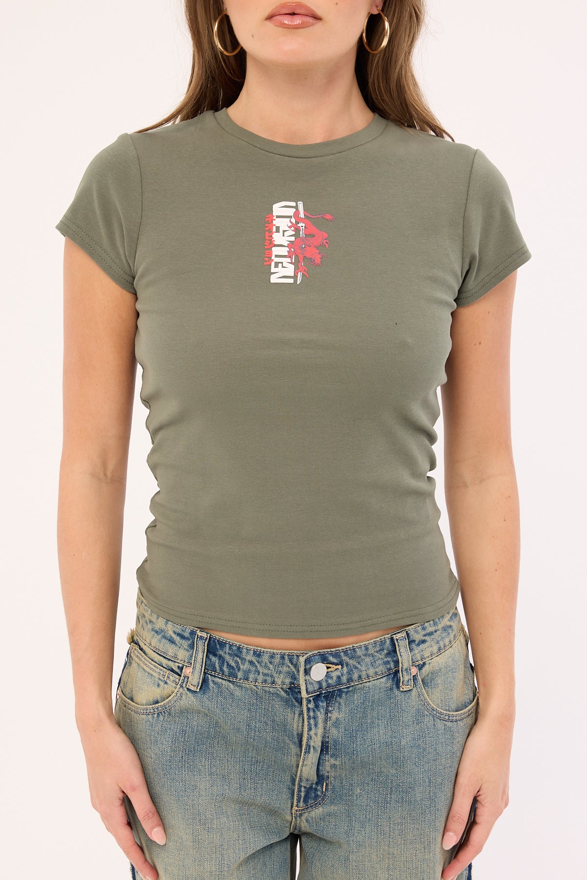 Neovision Riyu Baby Tee Khaki Green - Image 7