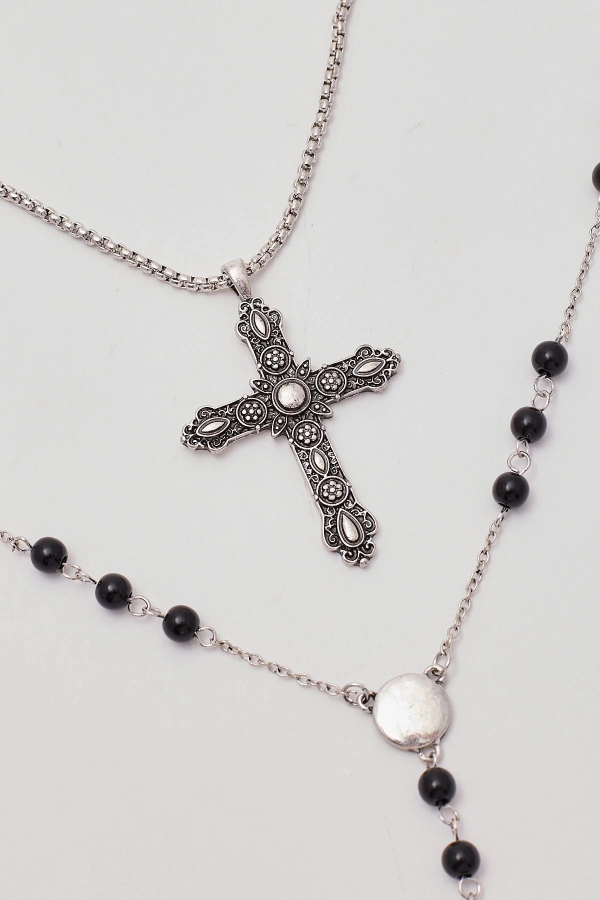 Neovision Rosary Beads Necklace 2 Pack Antique Silver - Image 2