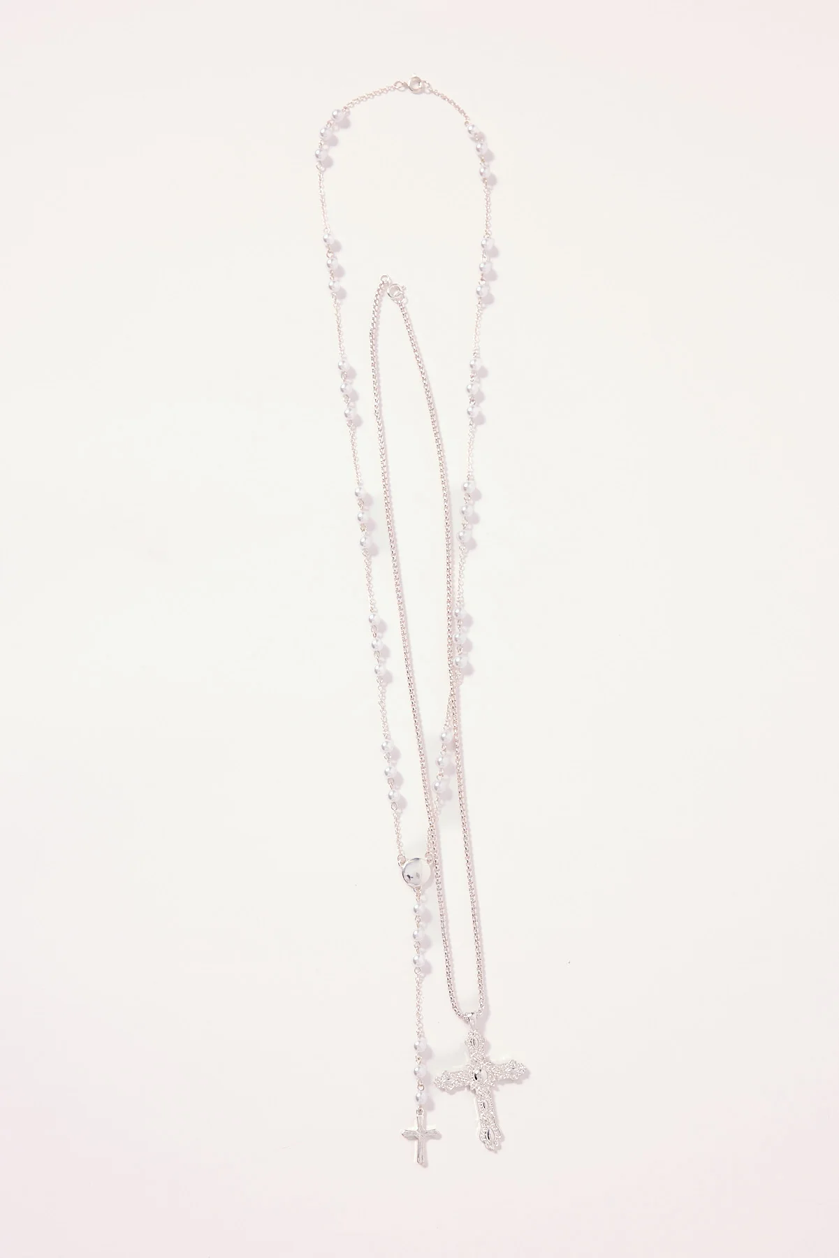 Neovision Rosary Beads Necklace 2 Pack Silver