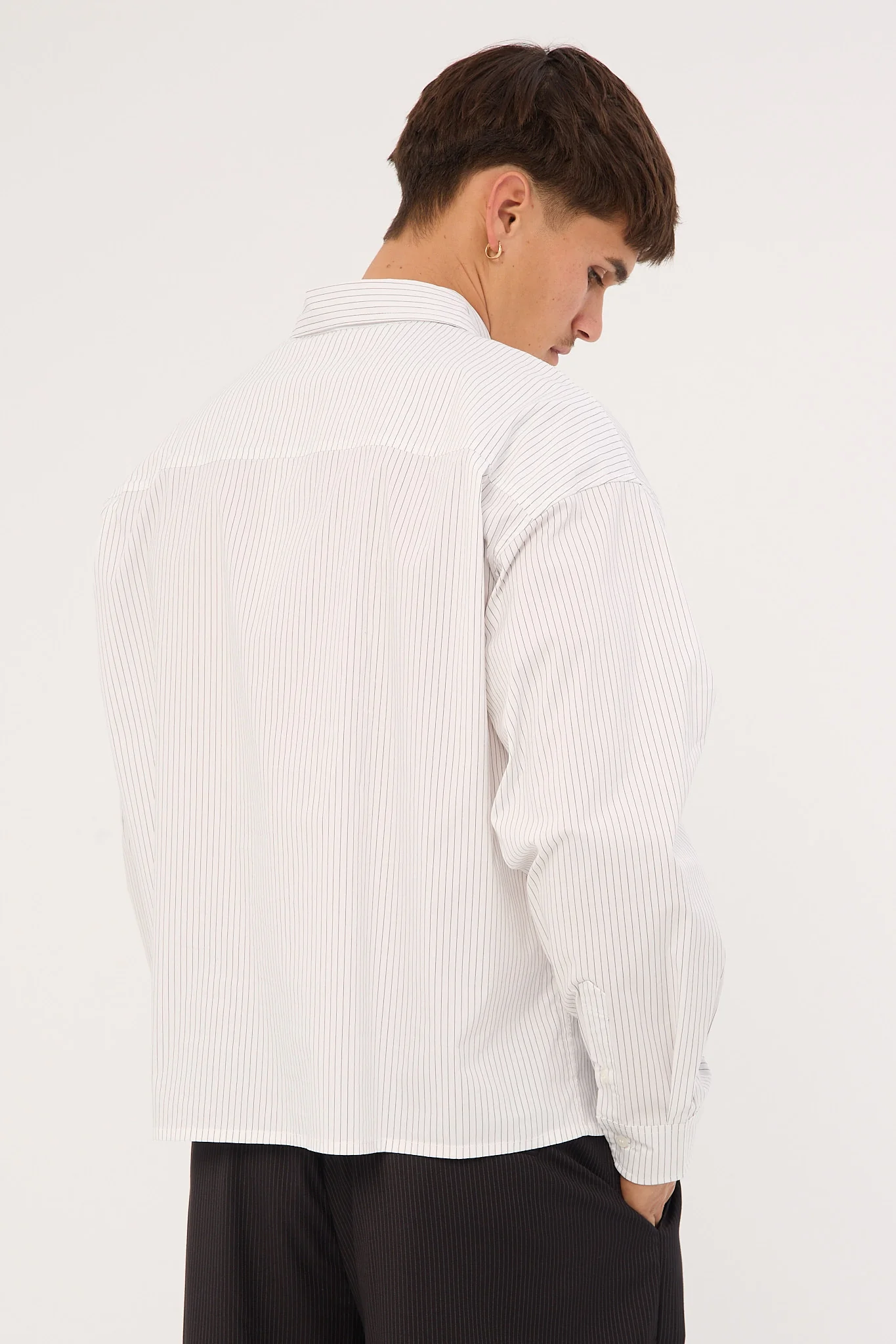 Neovision Rosebud Oversize Cropped  Long Sleeve Shirt White/Black Stripe - Image 5