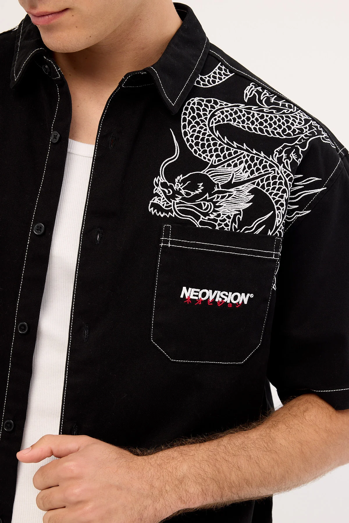 Neovision Ryuko Oversize Shirt Washed Black - Image 4