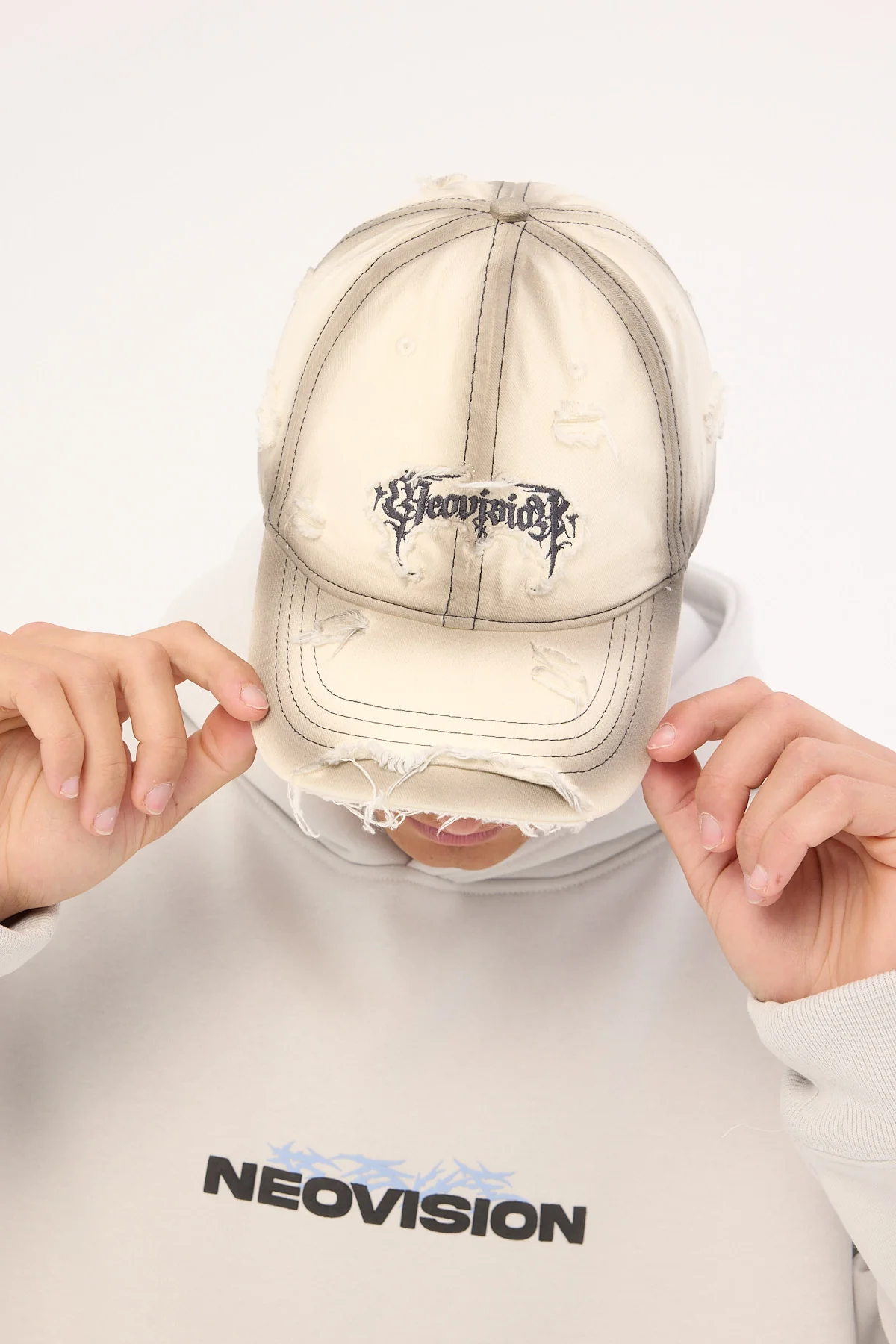 Neovision Sanctum Distressed Dad Cap Washed White - Image 5