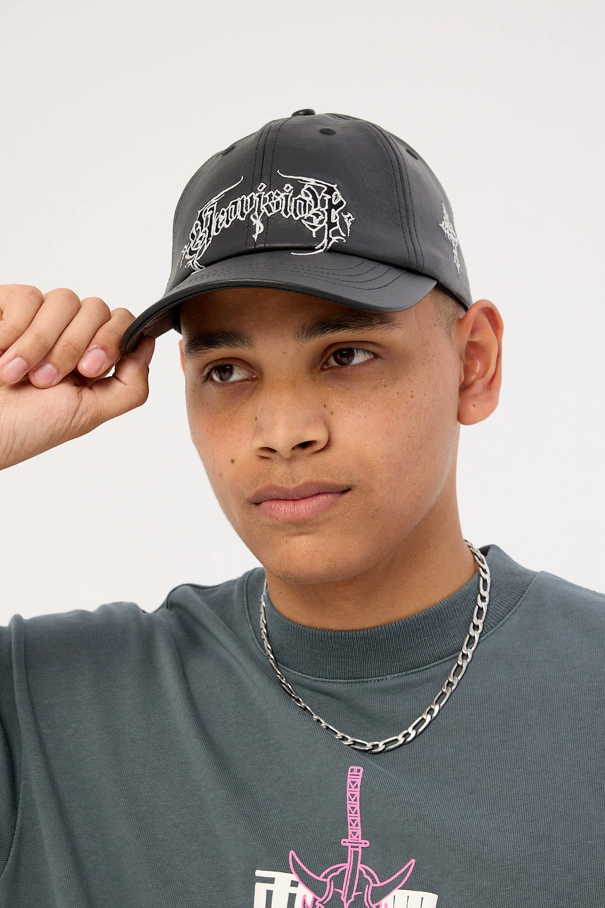 Neovision Sanctum PU Leather Dad Cap Washed Black - Image 2