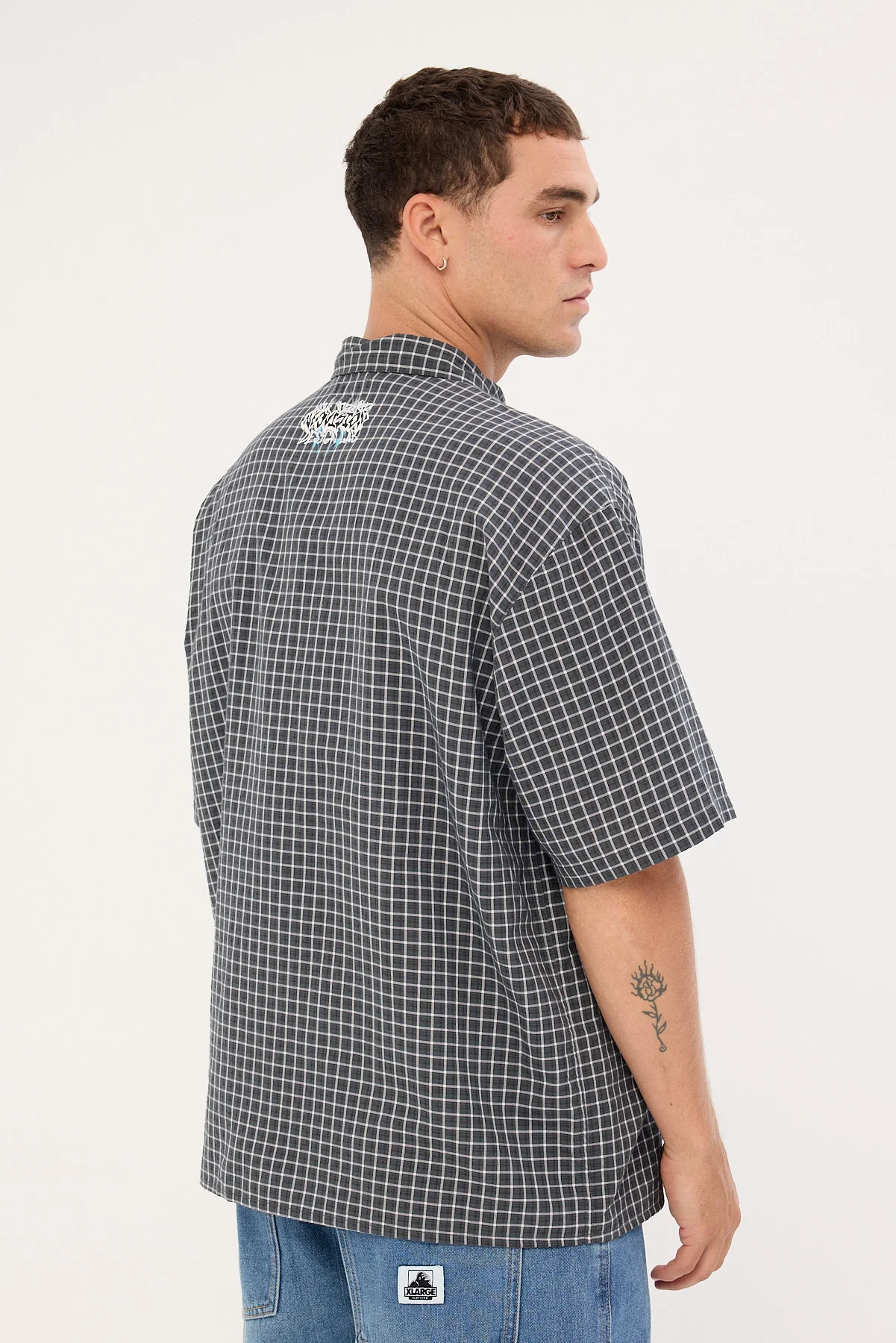 Neovision Scrawl Check Oversize Shirt Black/Grey - Image 6