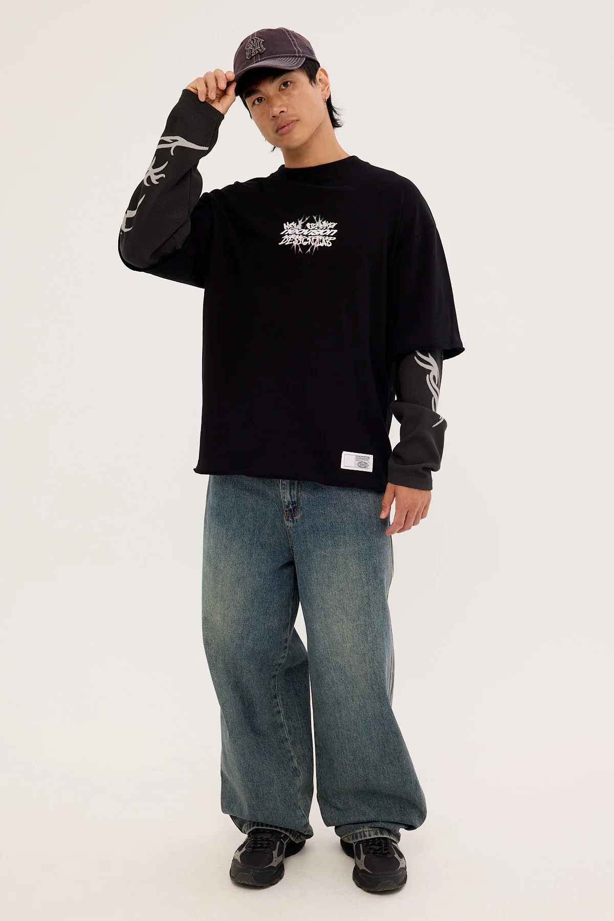 Neovision Scrawl Layered Long Sleeve Tee Black - Image 2