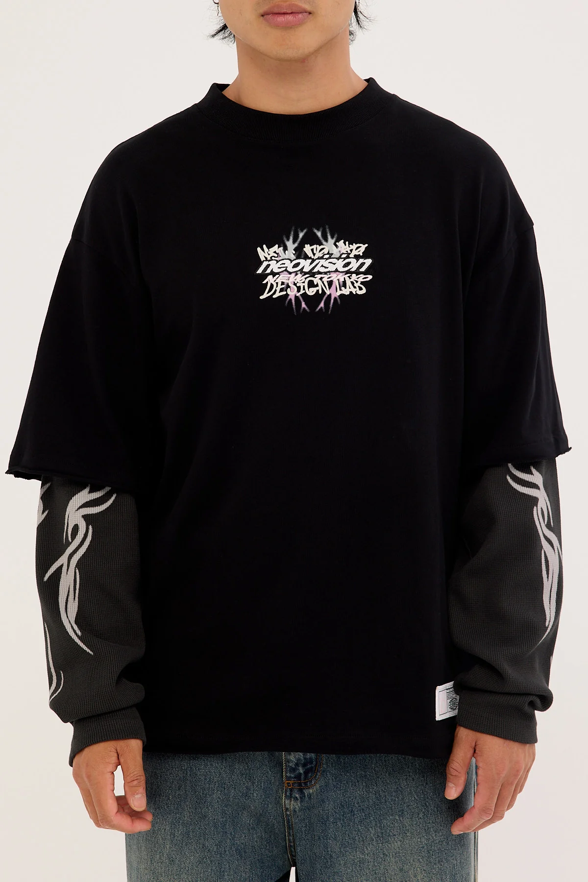 Neovision Scrawl Layered Long Sleeve Tee Black - Image 8