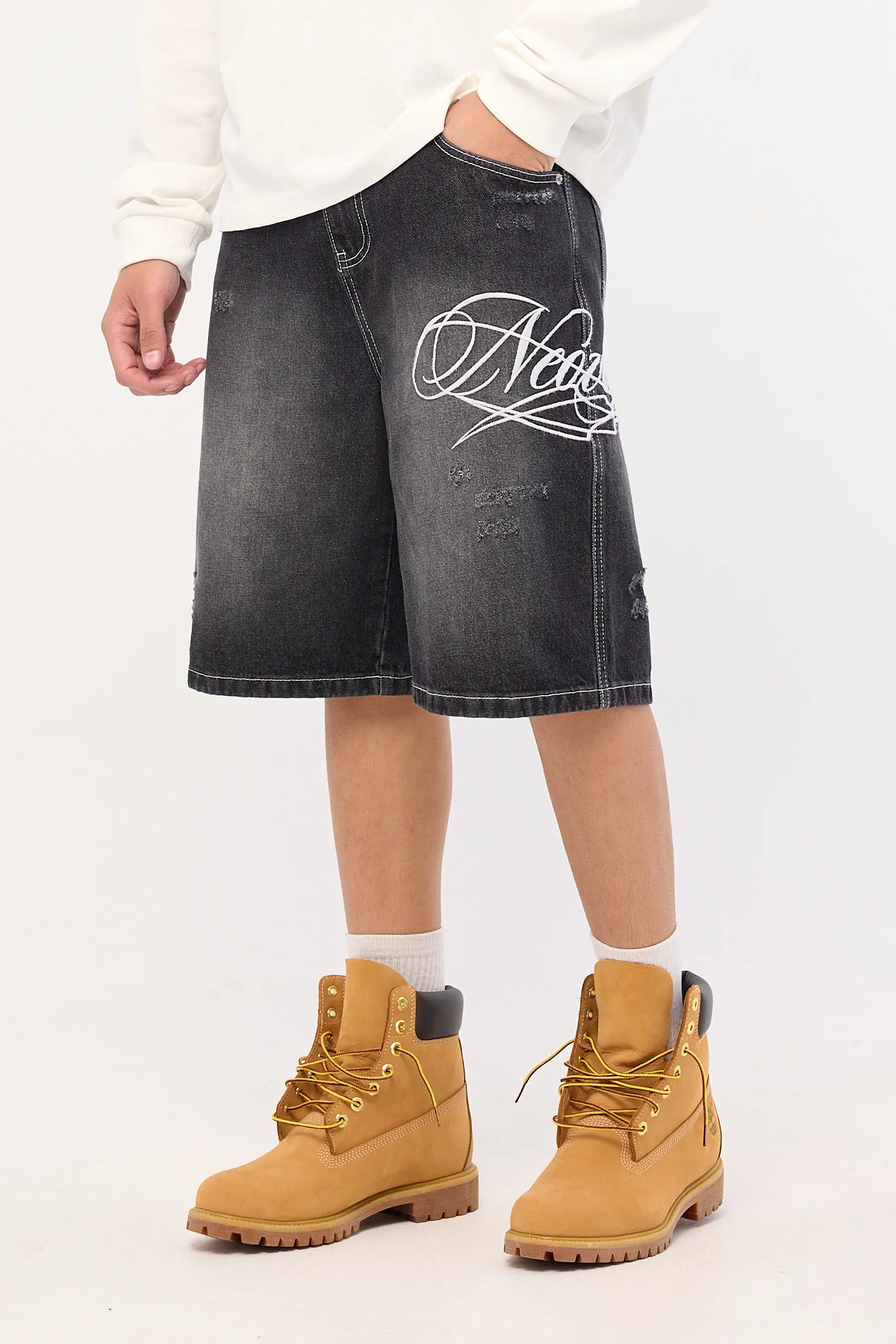 Neovision Scripture Nexa Baggy Jort Dirty Washed Black - Image 7