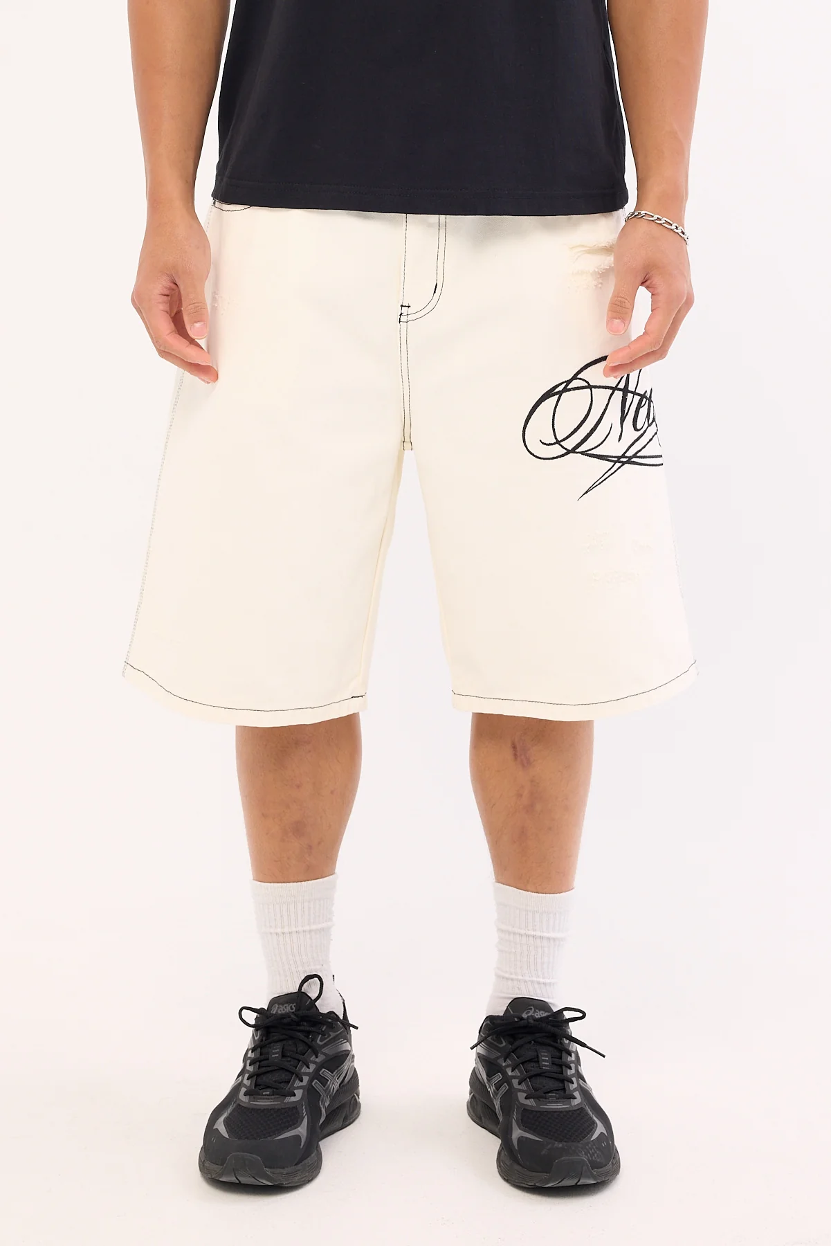 Neovision Scripture Nexa Baggy Jort Stone White - Image 4