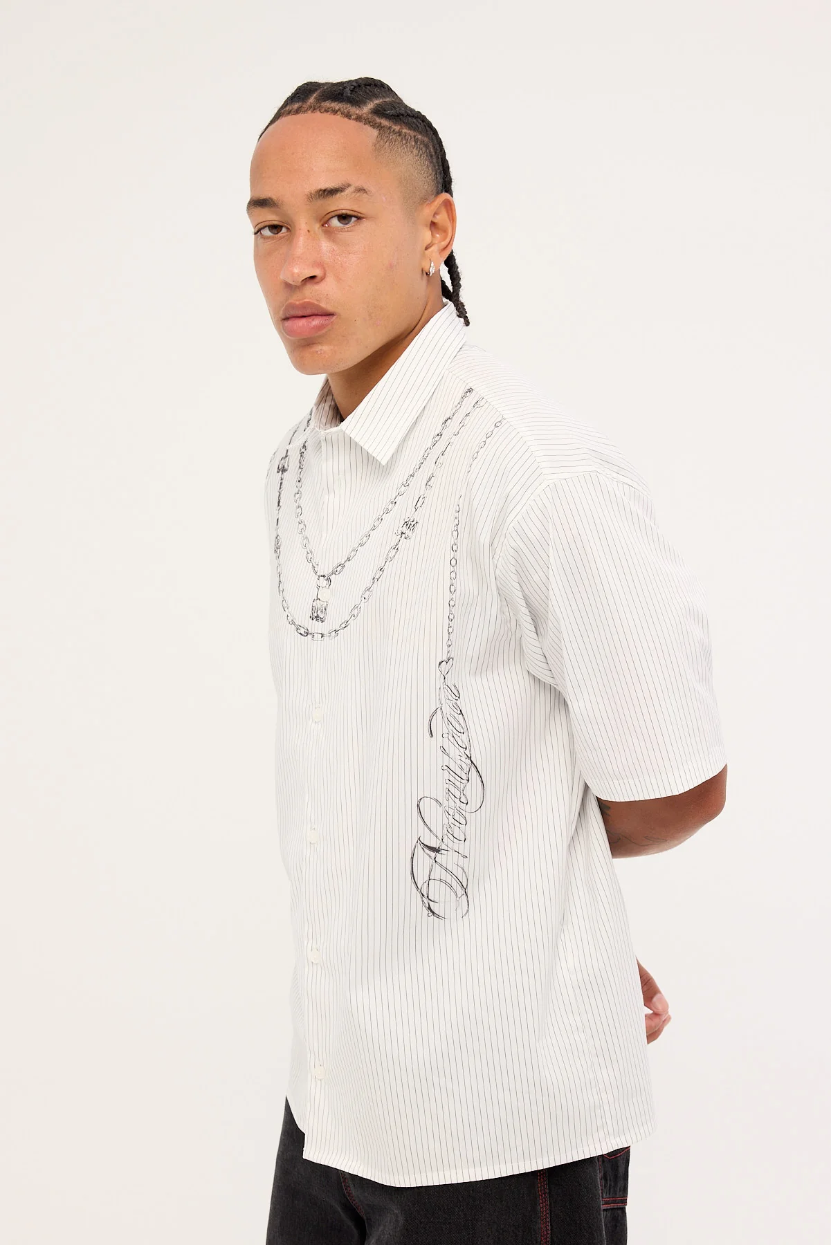 Neovision Shackle Oversize Shirt White/Black Stripe - Image 4