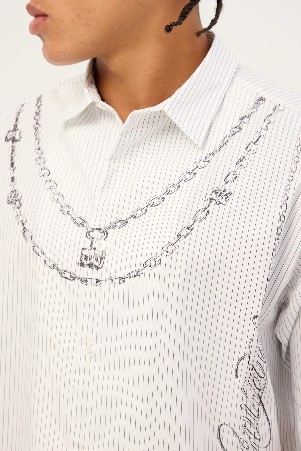 Neovision Shackle Oversize Shirt White/Black Stripe - Image 6