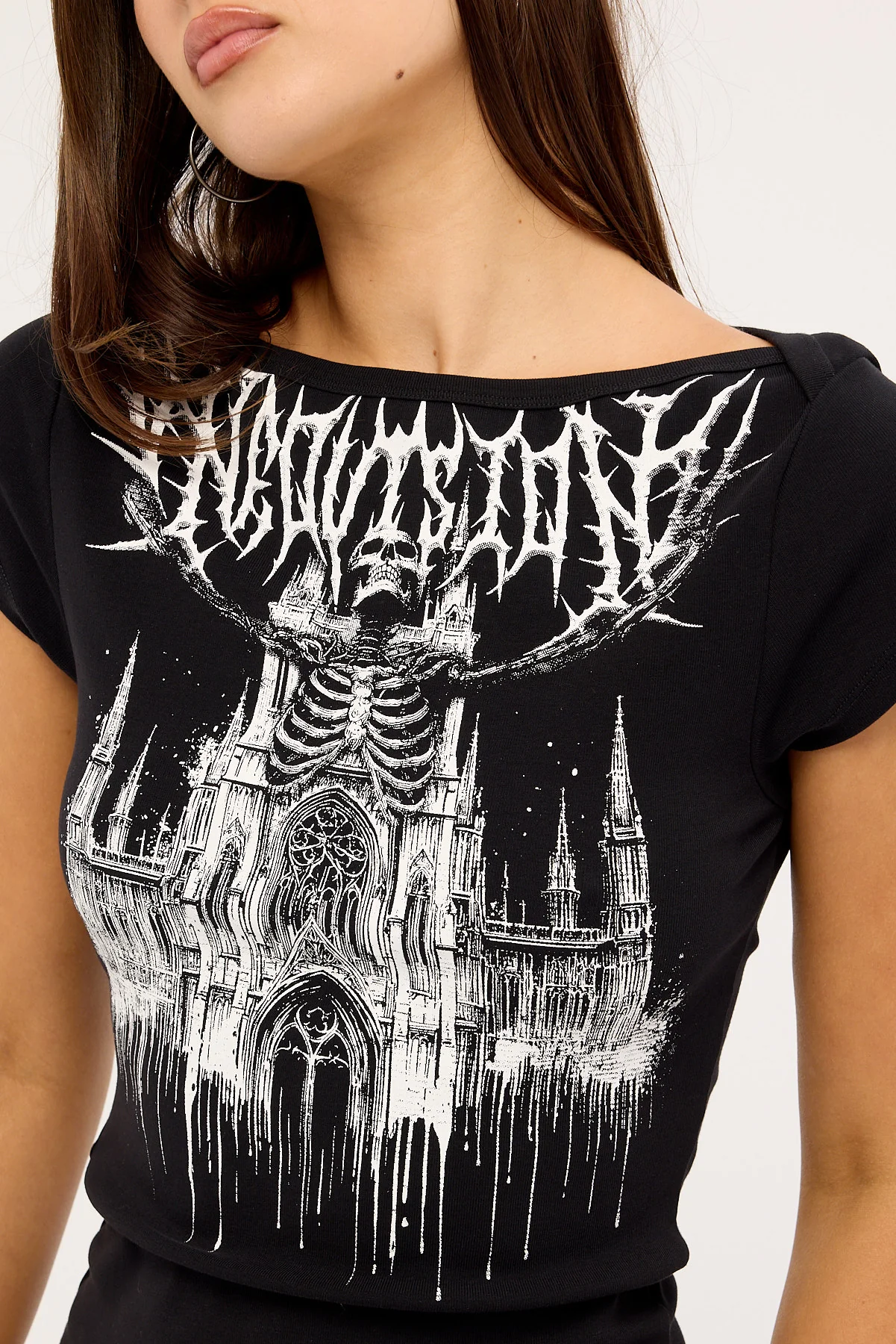 Neovision Skull Preacher Boat Neck Tee Black - Image 3