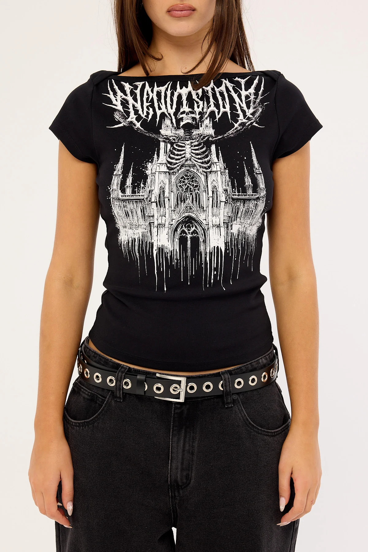 Neovision Skull Preacher Boat Neck Tee Black - Image 6