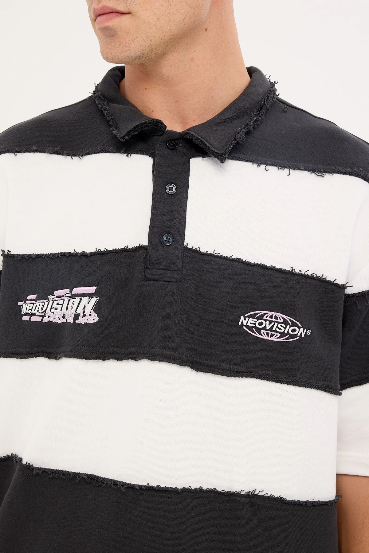 Neovision Slash Short Sleeve Oversize Polo Black/White - Image 3