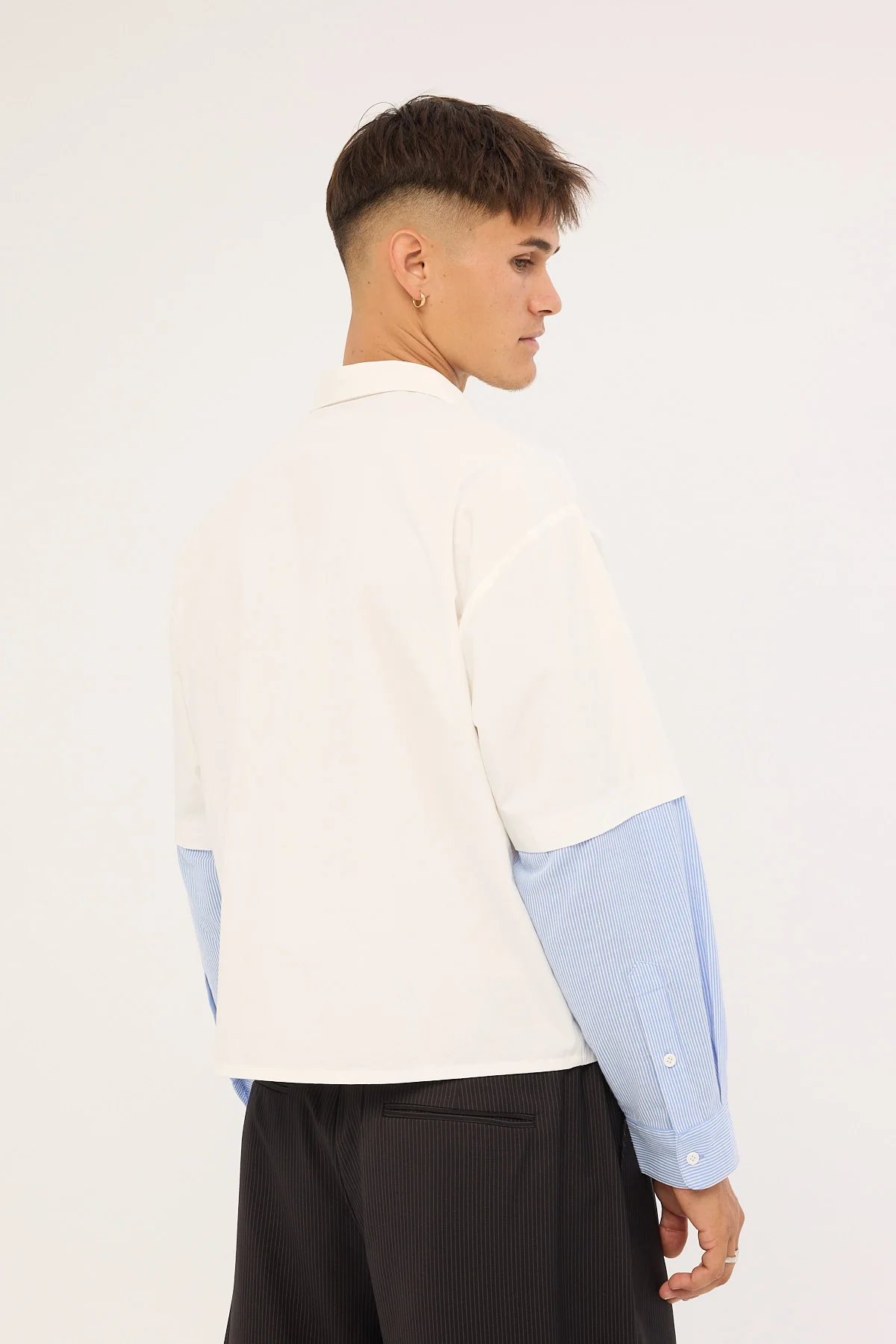 Neovision Smudge Cropped Long Sleeve Shirt White - Image 5