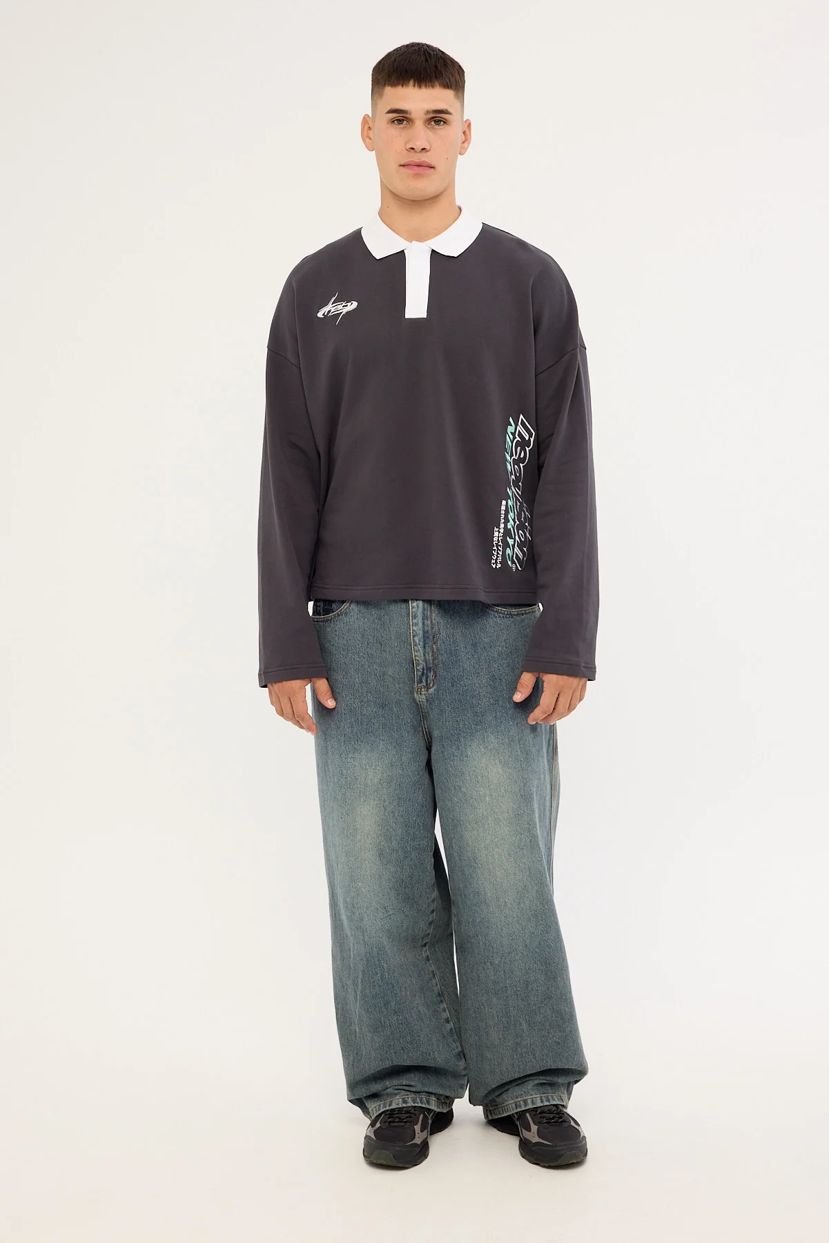 Neovision Stratus Cropped Rugby Polo Asphalt - Image 3
