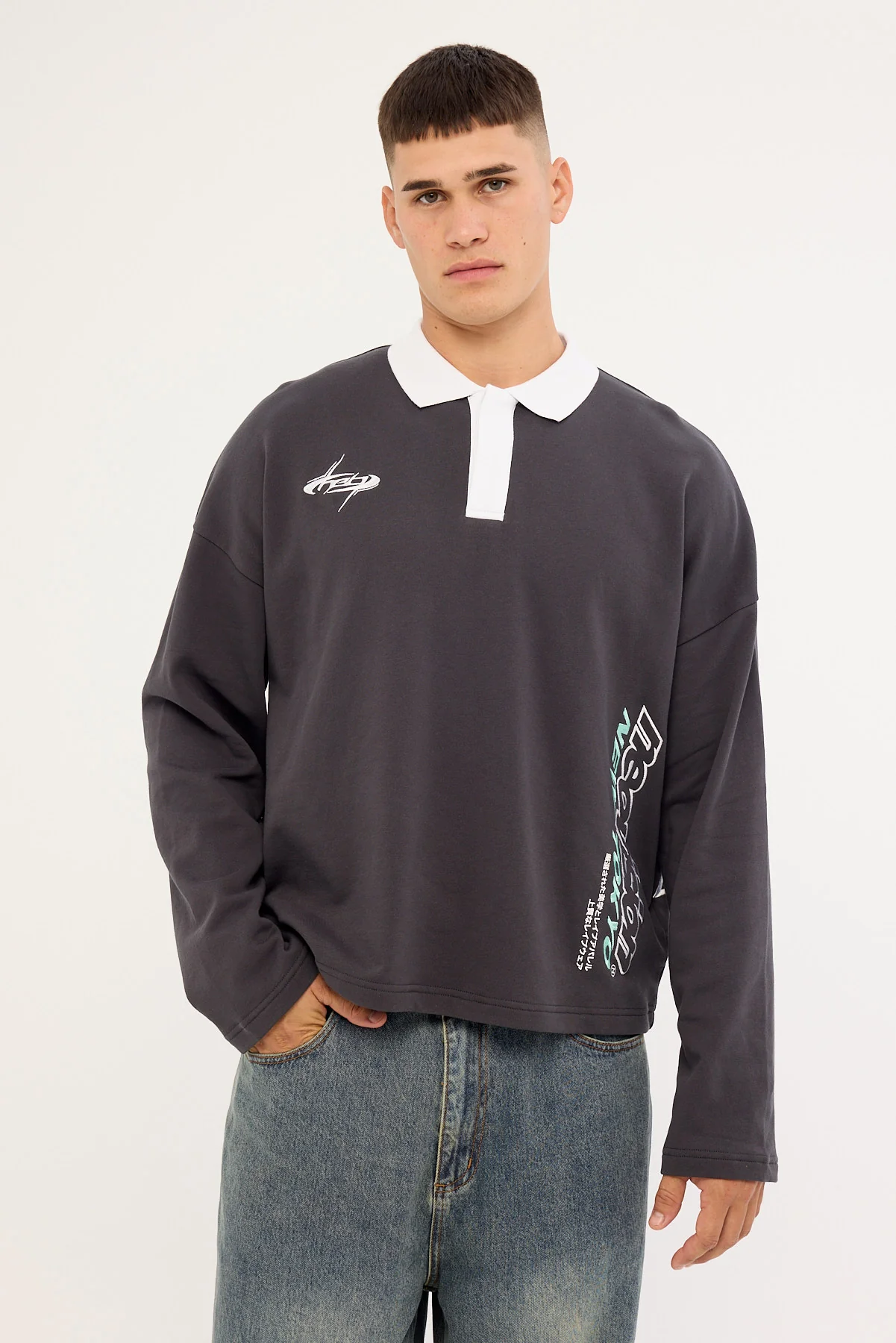 Neovision Stratus Cropped Rugby Polo Asphalt - Image 4