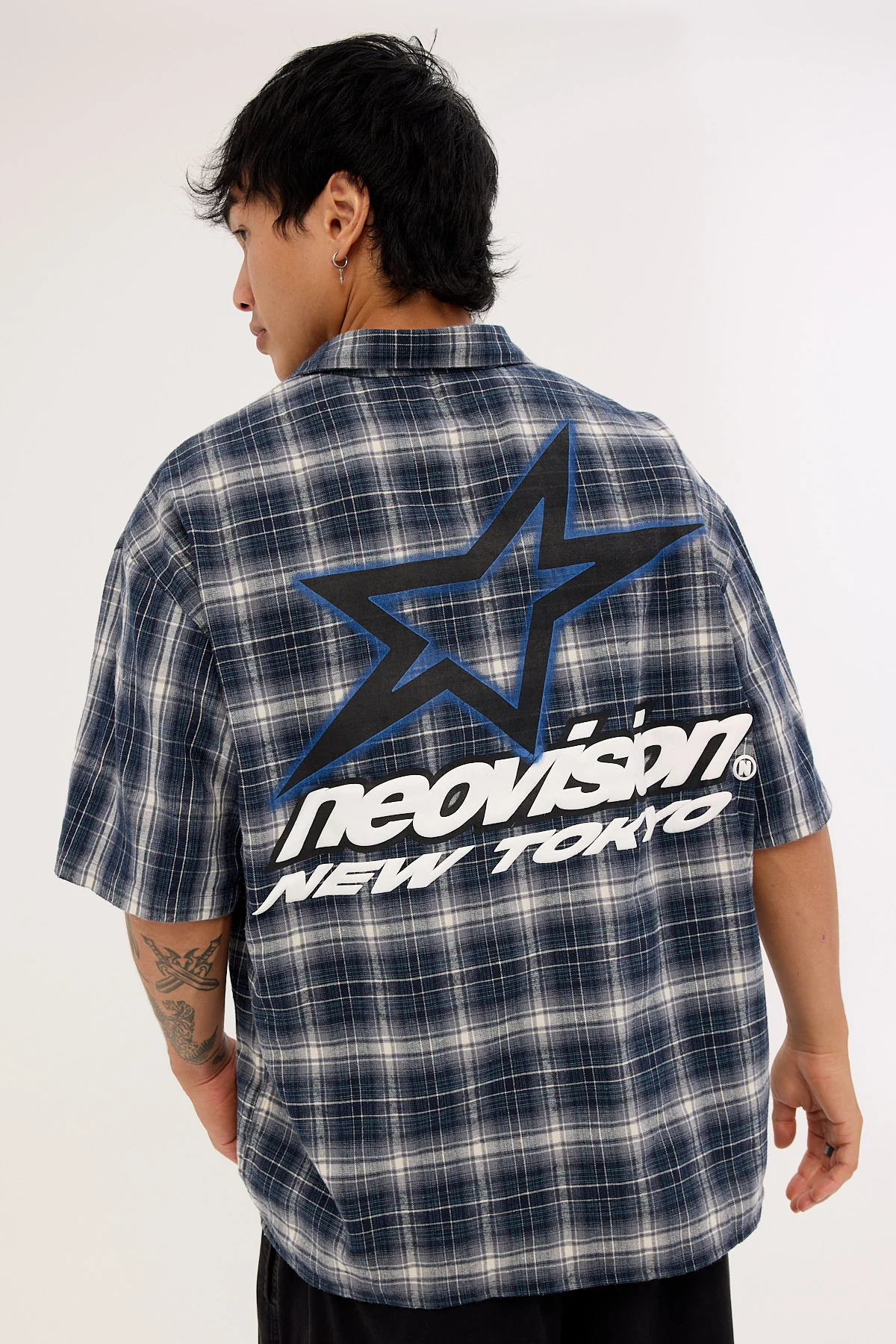 Neovision Stratus Flannel Oversize Shirt Navy Check