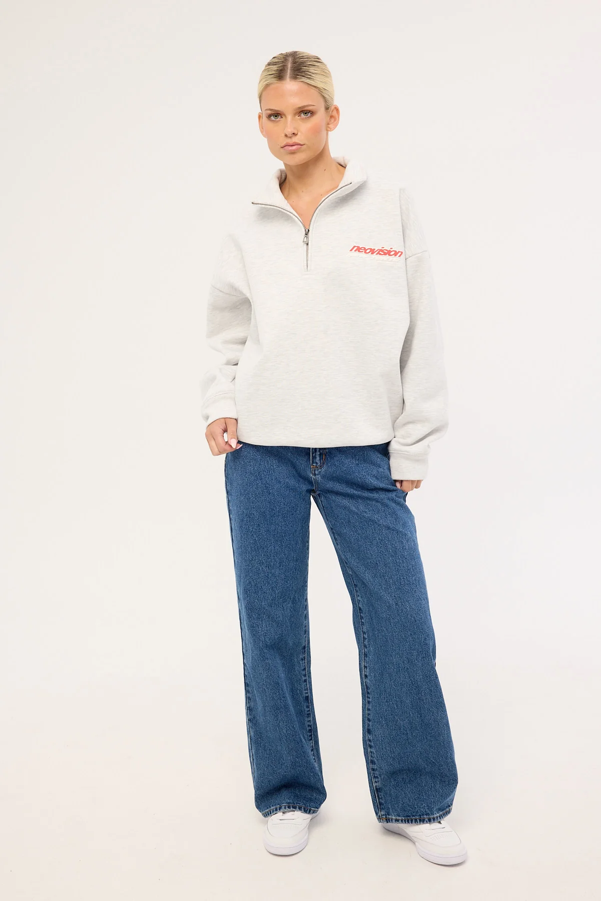 Neovision Stratus Relaxed Quarter Zip Crew Grey Marle - Image 2