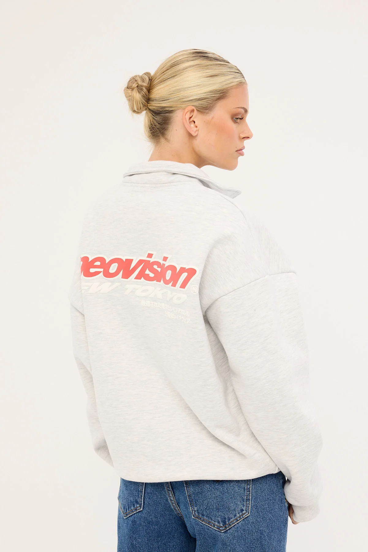Neovision Stratus Relaxed Quarter Zip Crew Grey Marle - Image 3