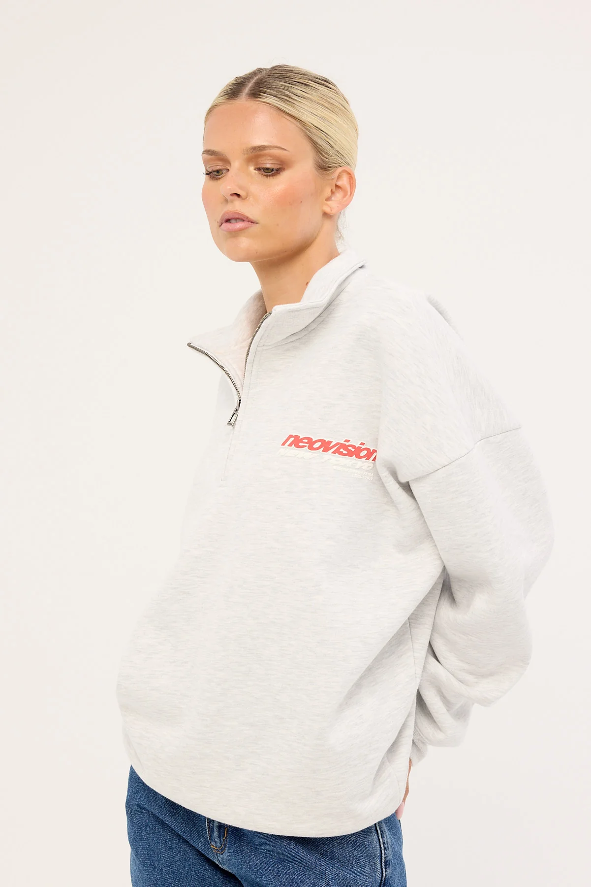 Neovision Stratus Relaxed Quarter Zip Crew Grey Marle - Image 4