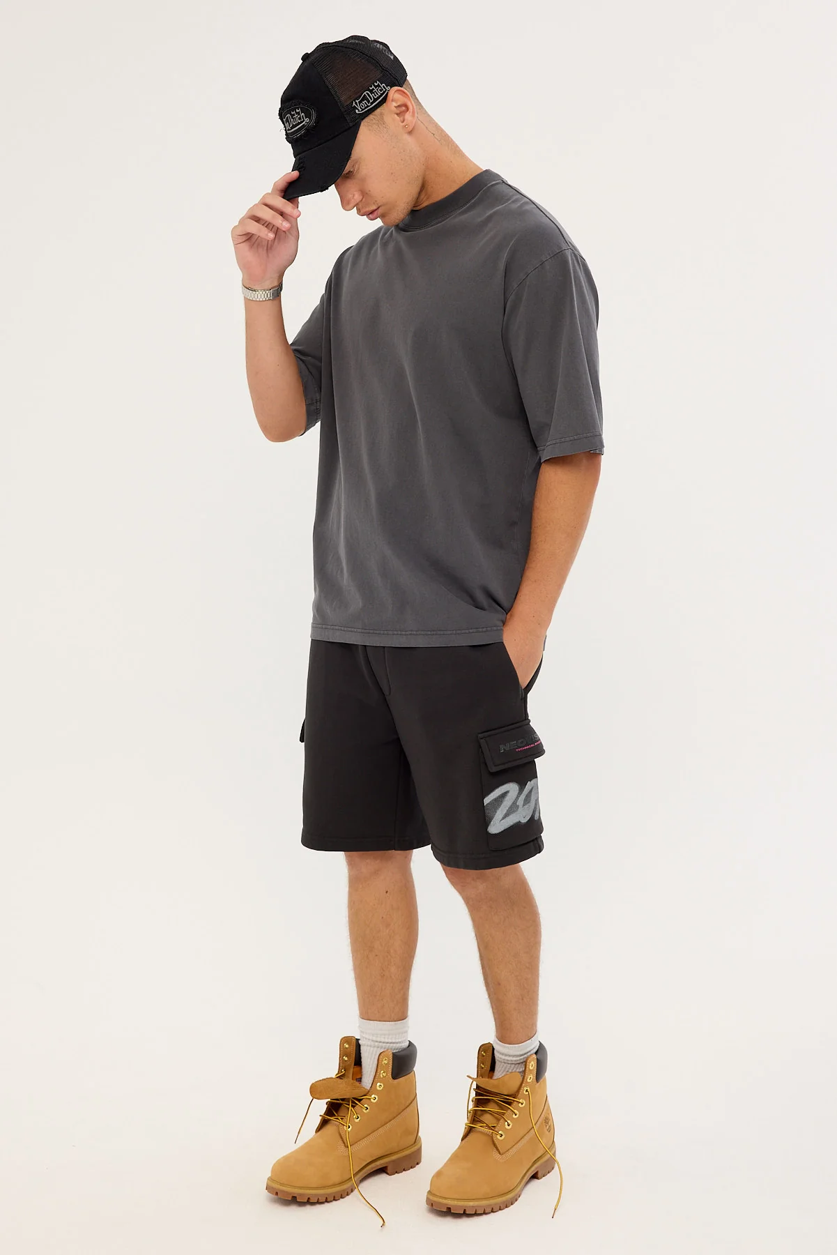 Neovision Supernova Relaxed Cargo Sweat Short Washed Night Black - Image 4