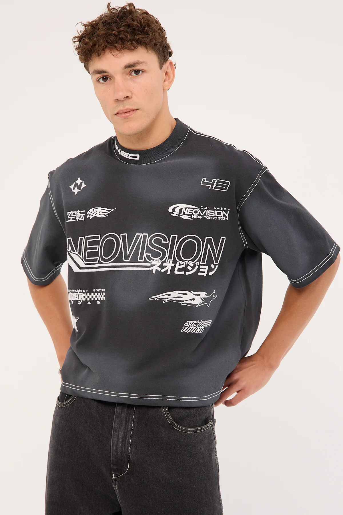 Neovision Surge Oversized Cropped Super Heavy Tee Sunfade Acid Grey