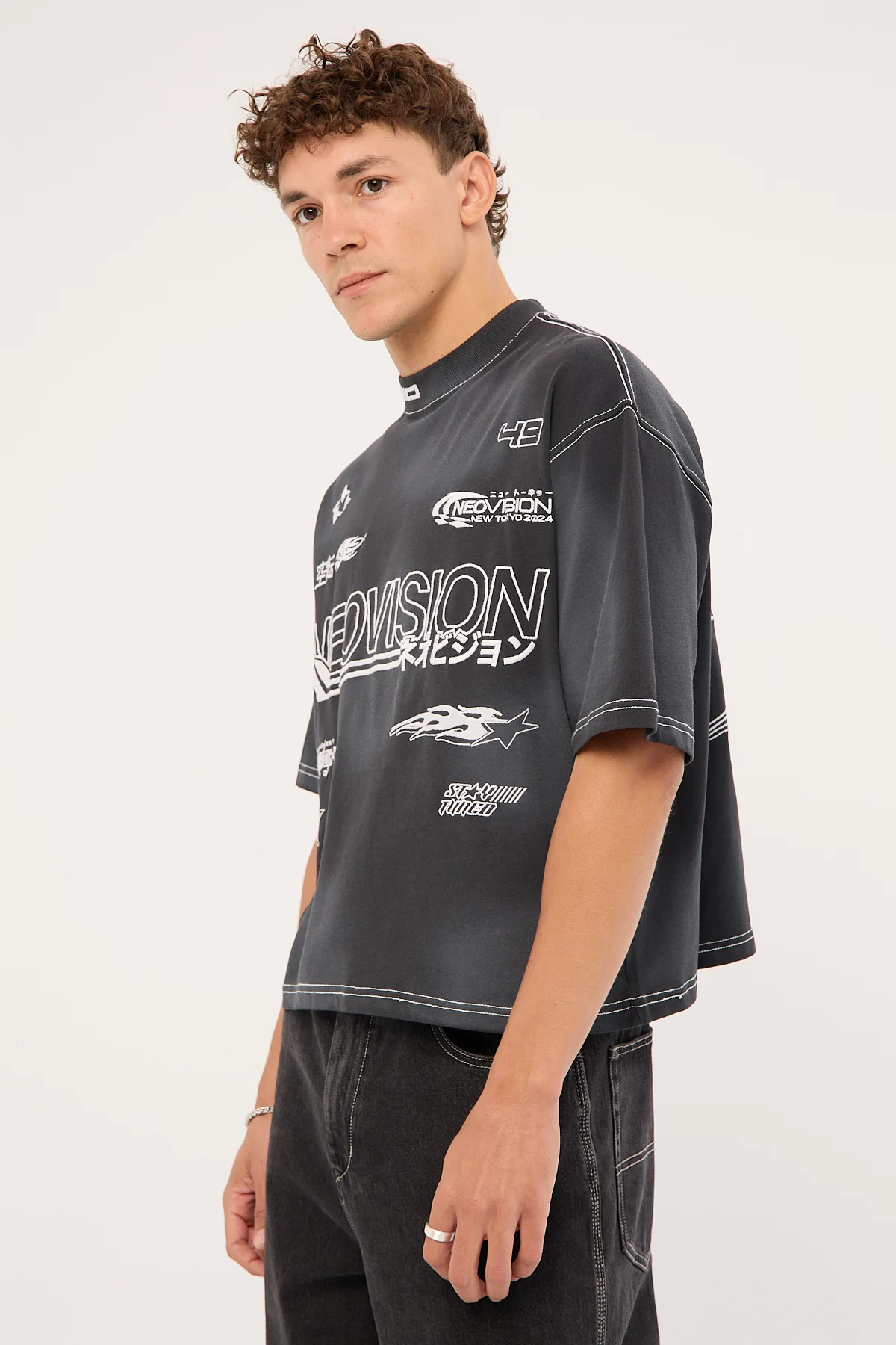 Neovision Surge Oversized Cropped Super Heavy Tee Sunfade Acid Grey - Image 5