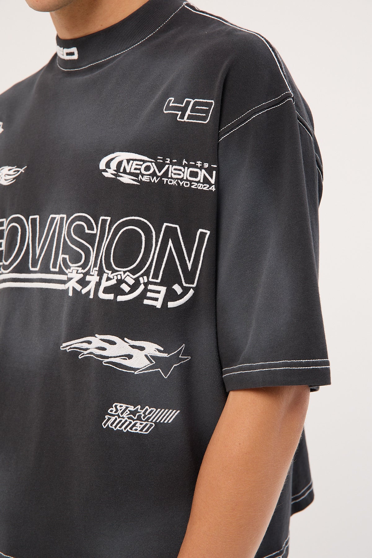Neovision Surge Oversized Cropped Super Heavy Tee Sunfade Acid Grey - Image 6