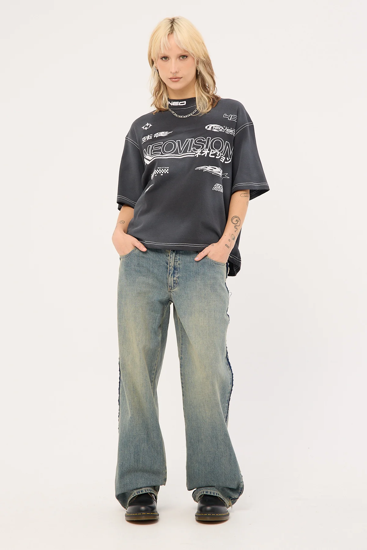 Neovision Surge Oversized Cropped Super Heavy Tee Sunfade Acid Grey - Image 8